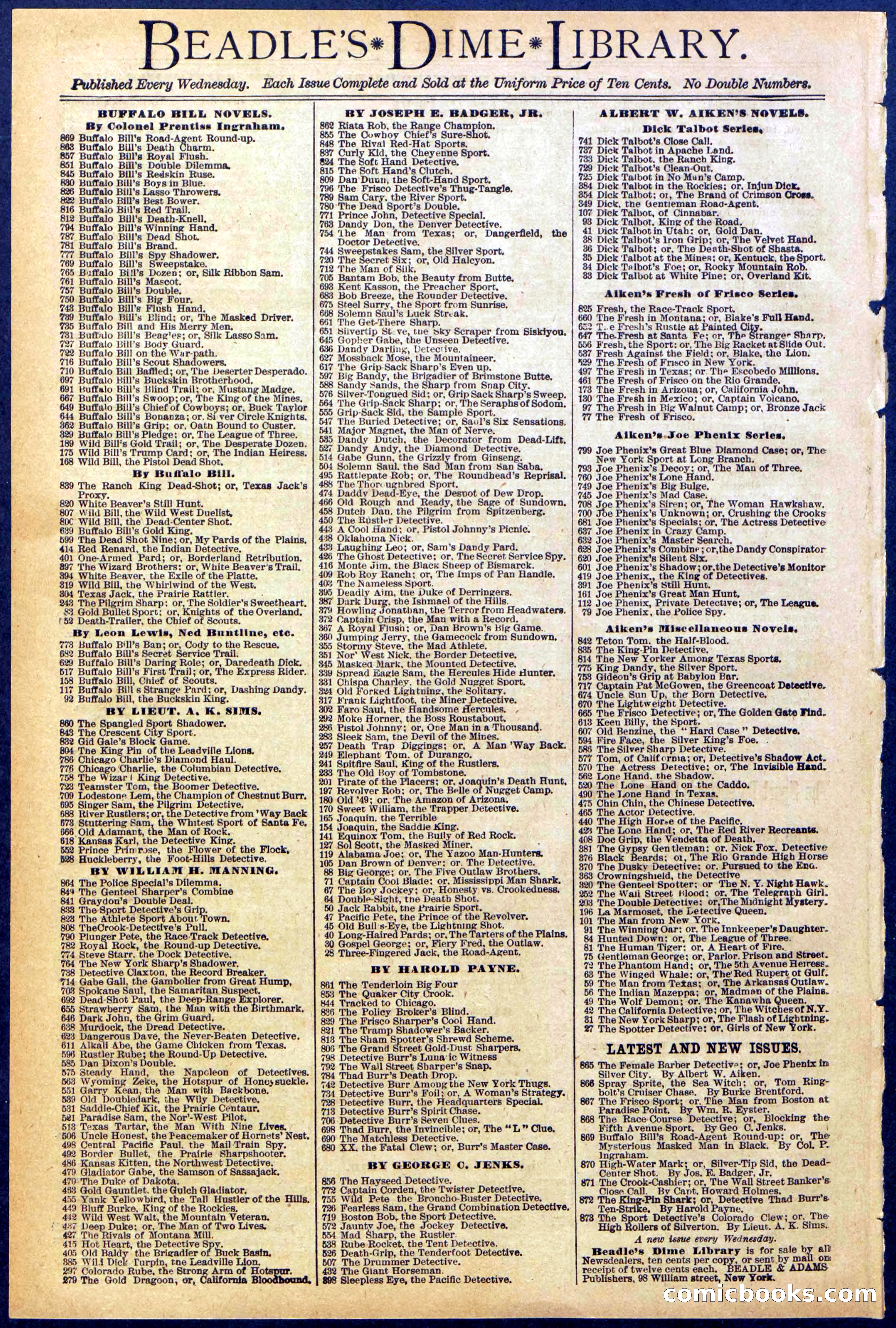 Beadle's Dime Library No. 872 — page 32 of 31
