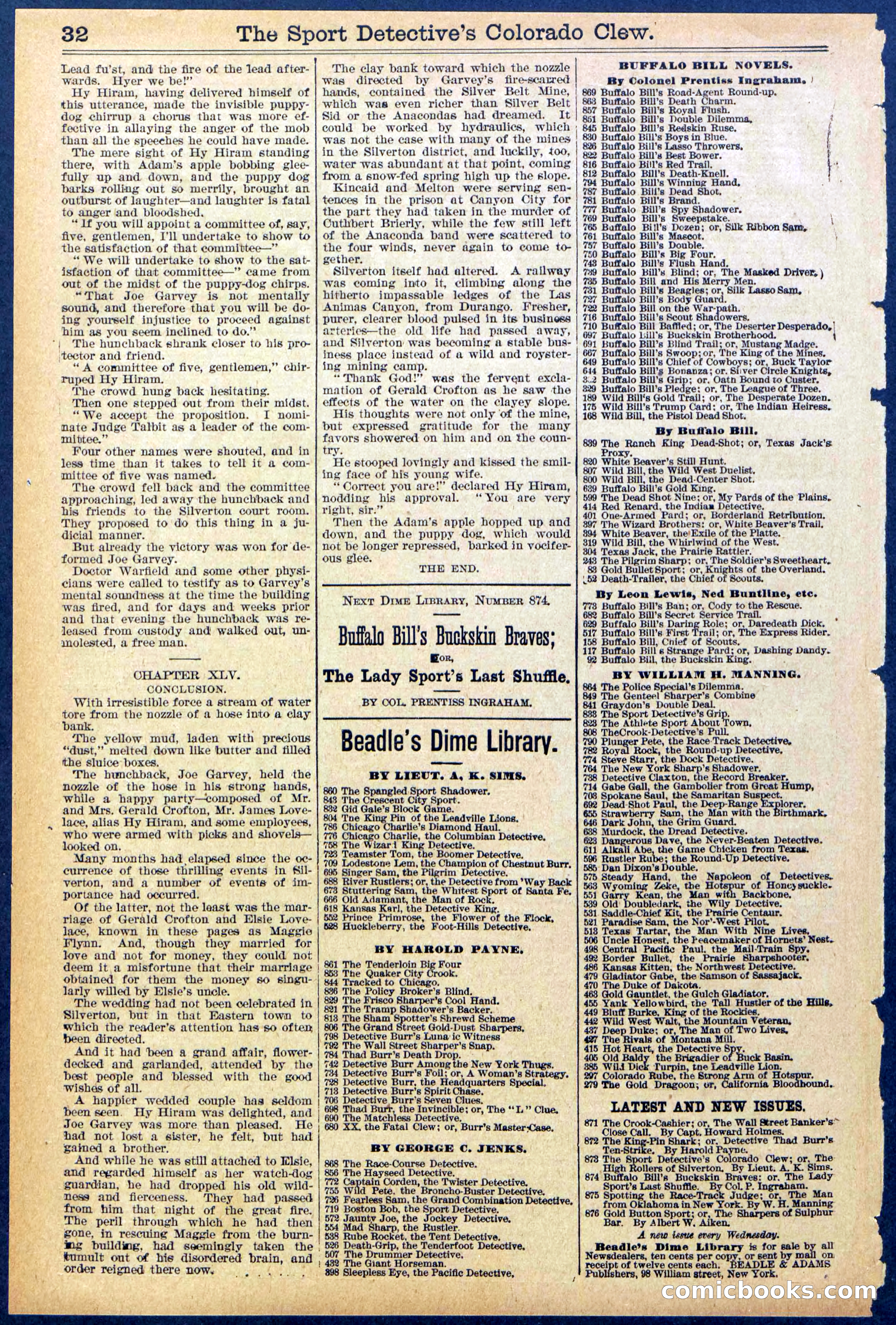 Beadle's Dime Library No. 373 (July 17, 1895) — page 32 of 32