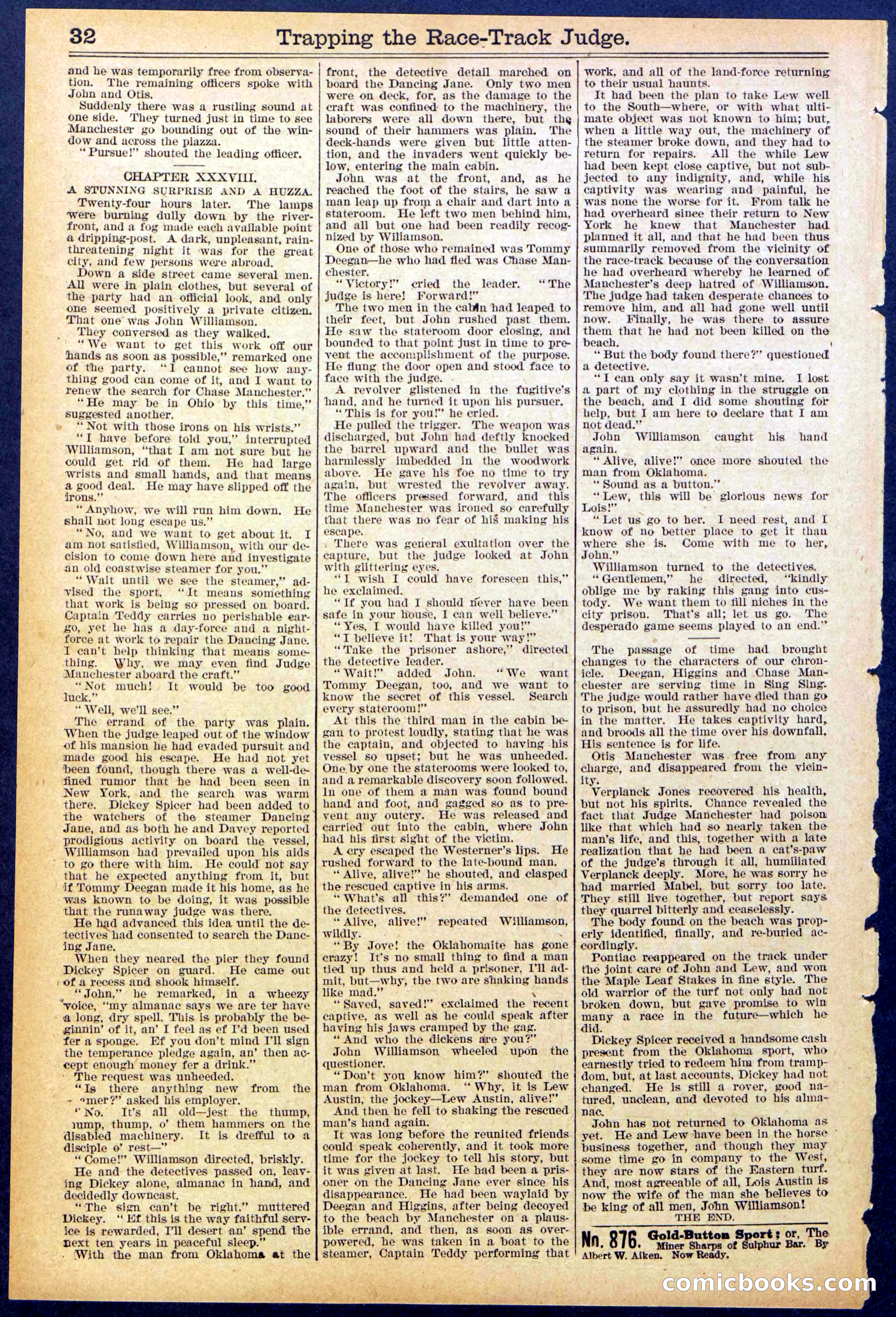 Beadle's New York Dime Library No. 875 — page 32 of 32