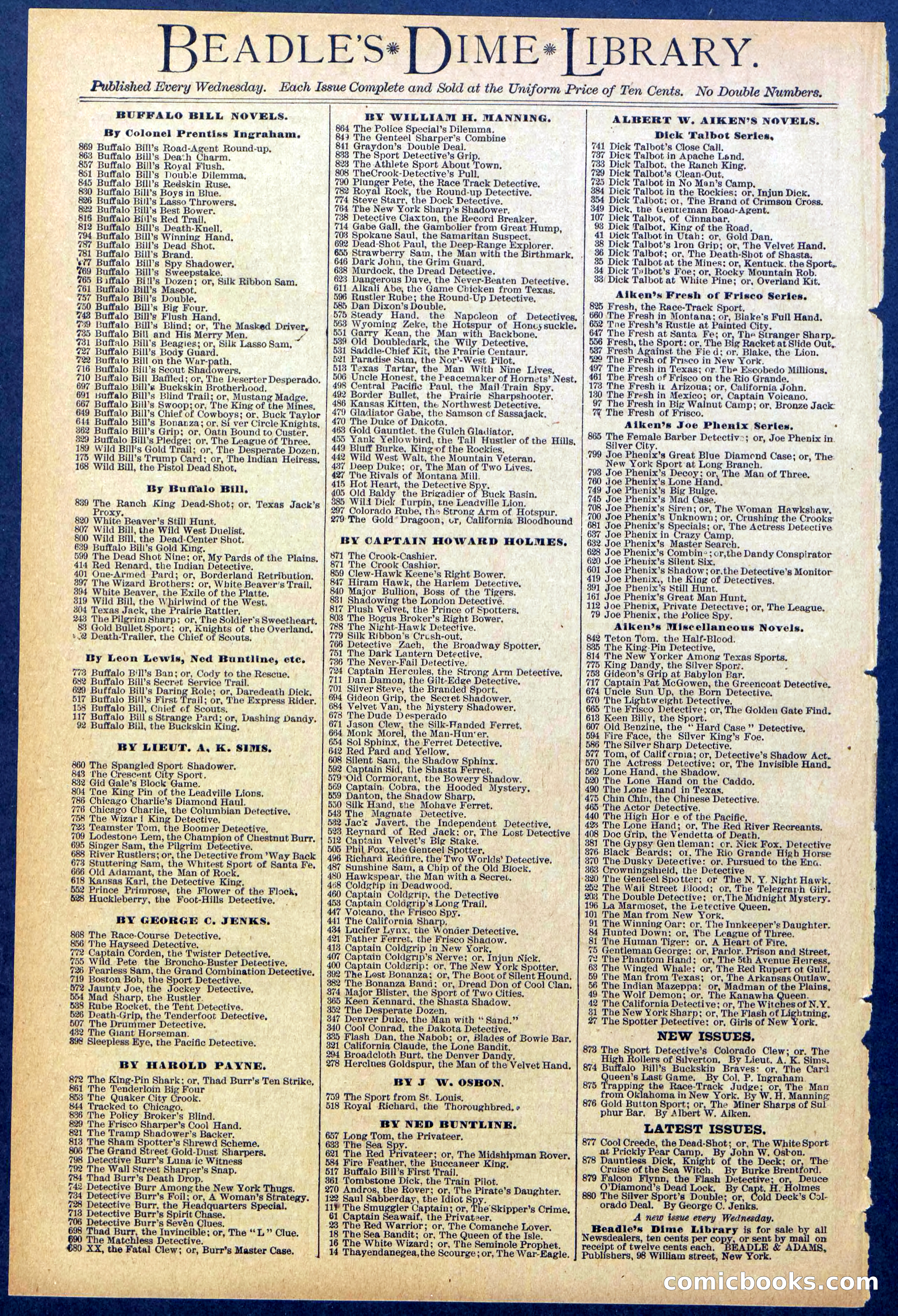 Beadle's Dime Library No. 877 — page 32 of 32