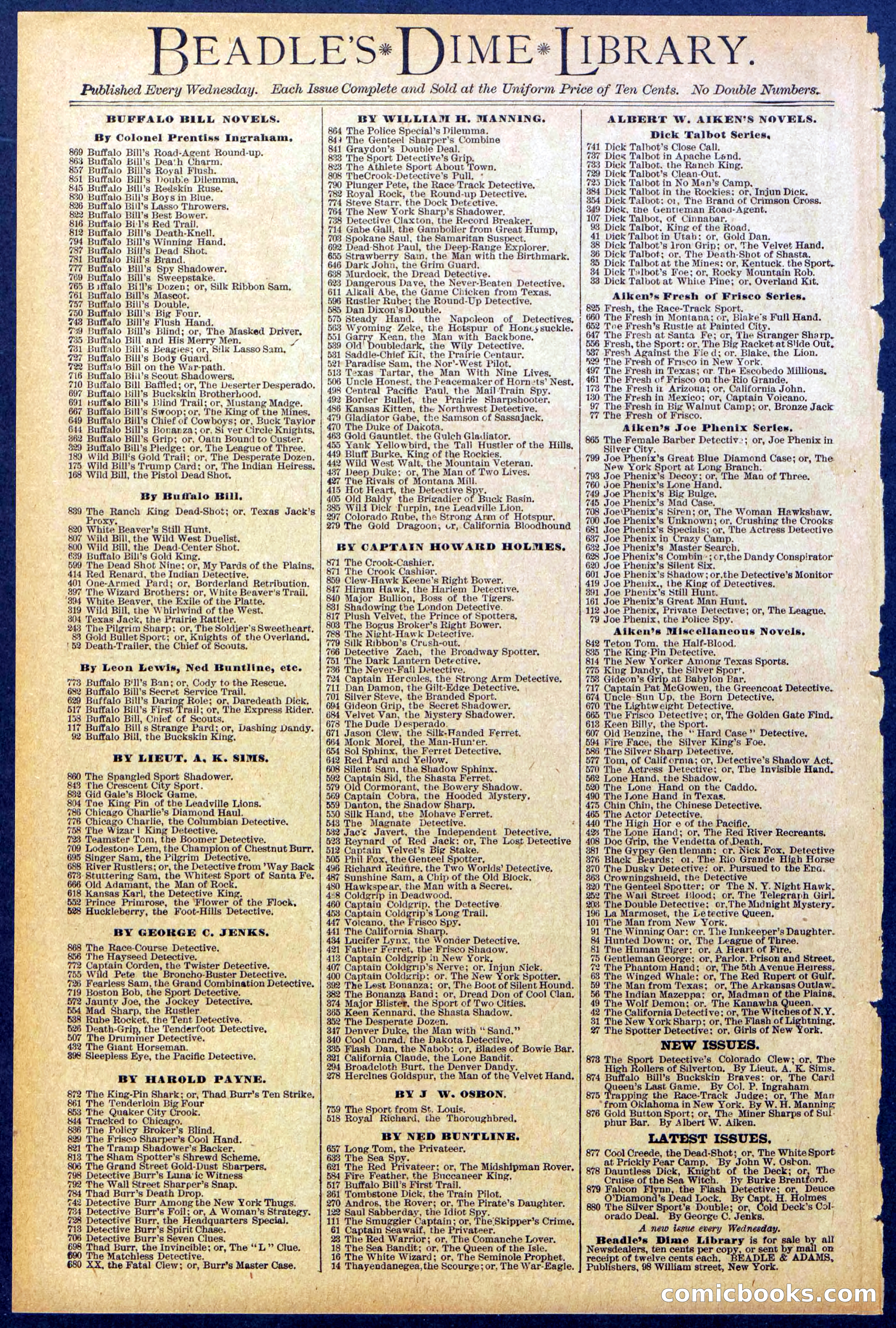 Beadle's Dime Library No. 878 — page 32 of 32
