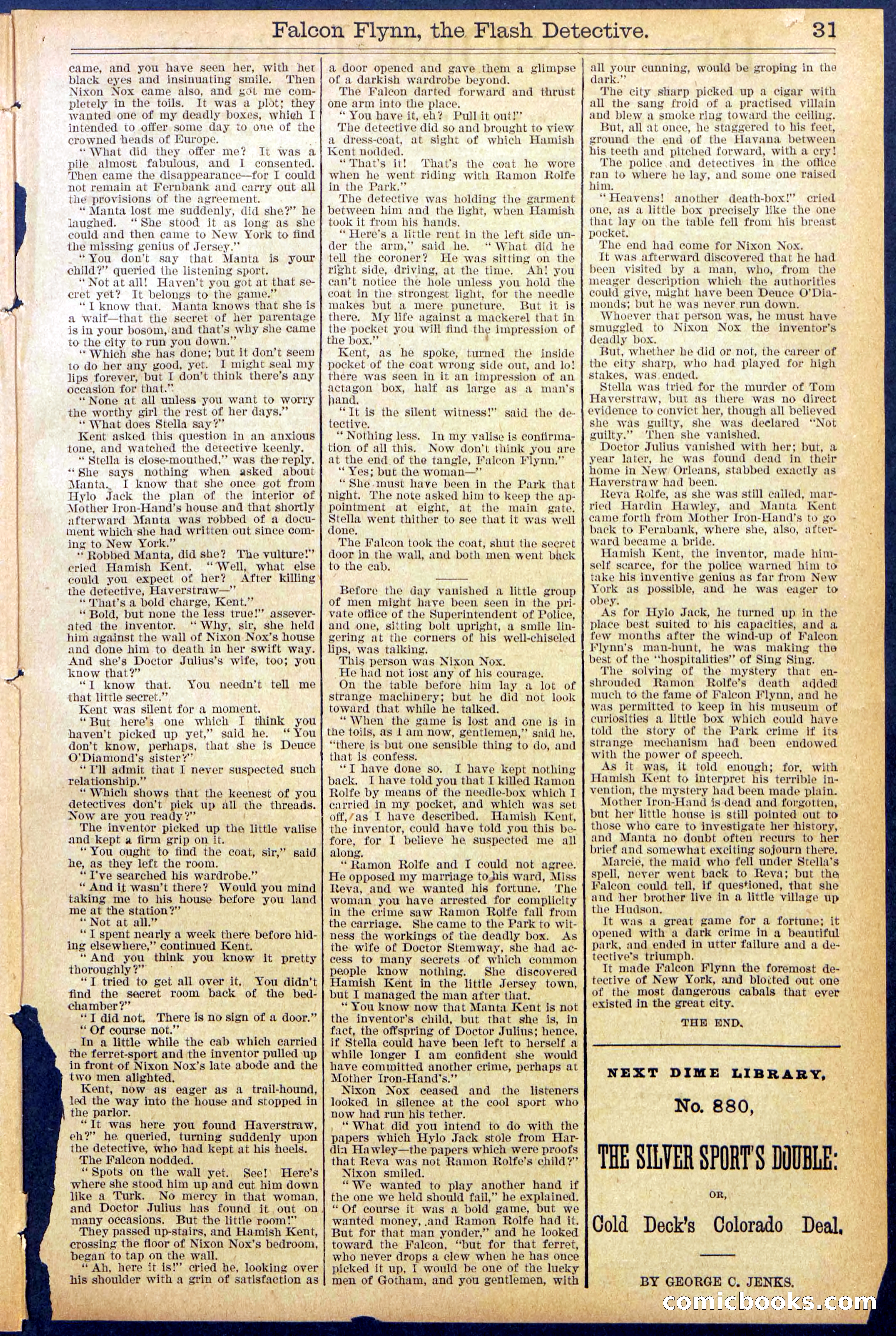 Beadle's Dime Library No. 879 — page 31 of 32