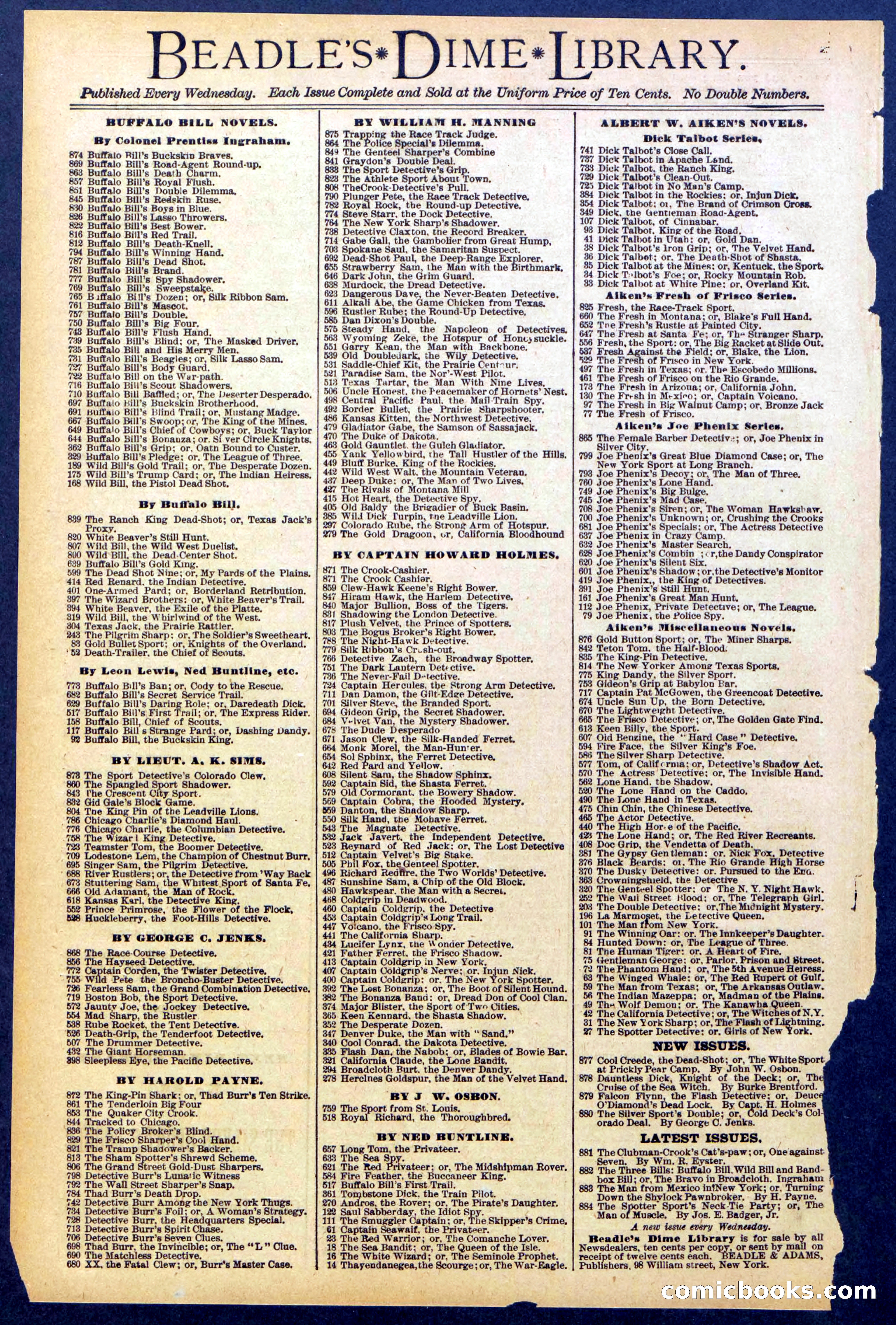 Beadle's Dime Library No. 879 — page 32 of 32