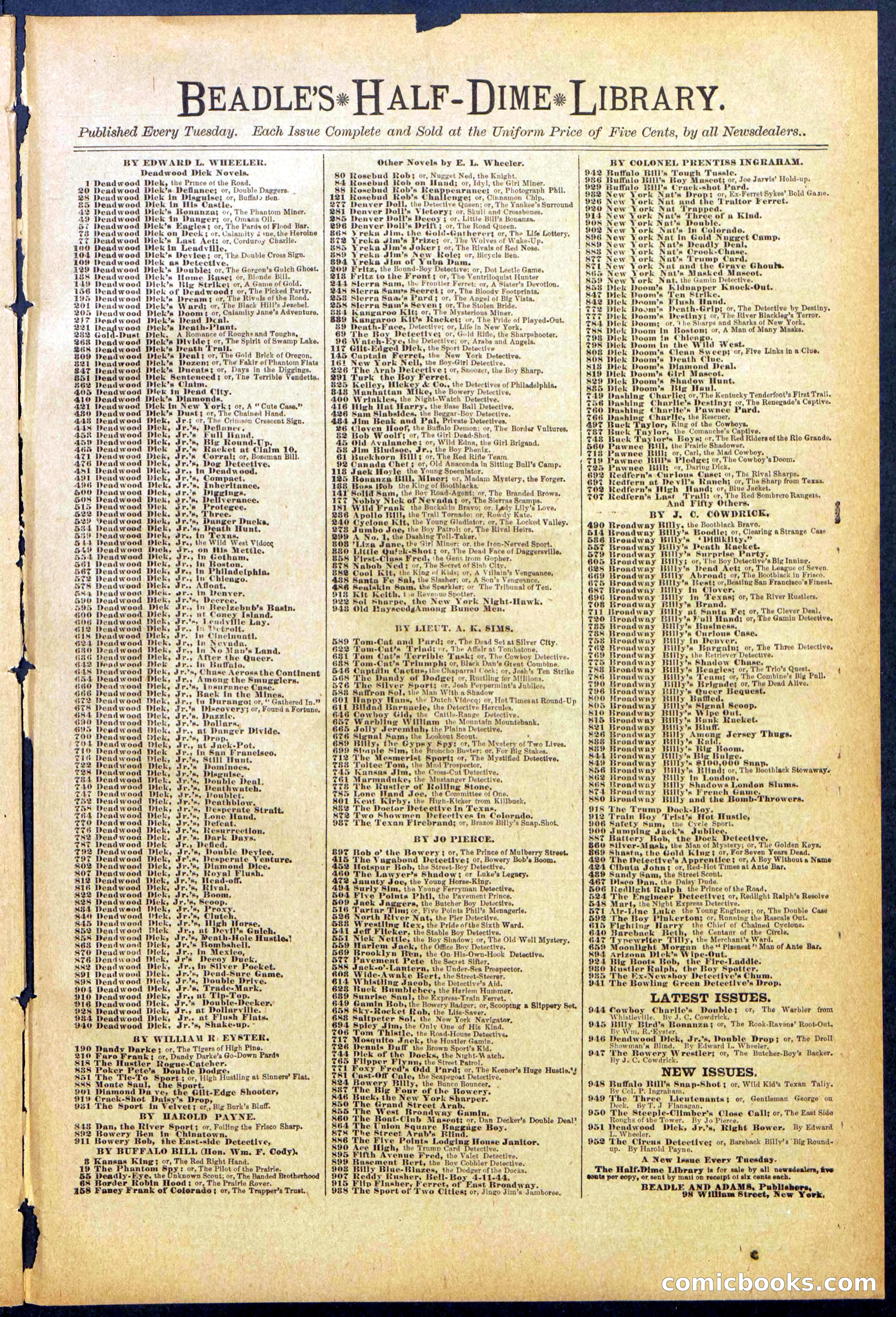 Beadle's New York Dime Library, No. 882 — page 31 of 32