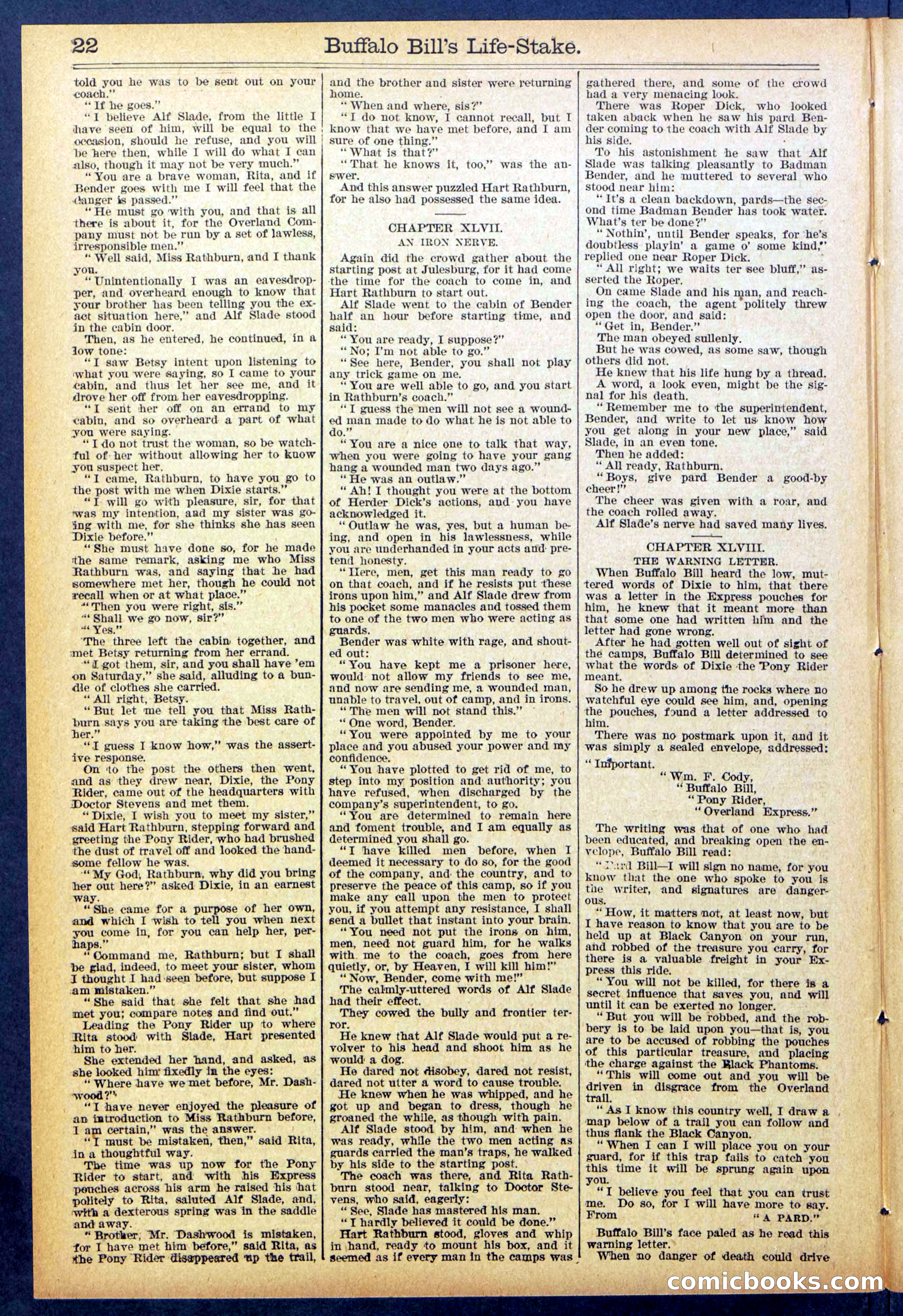 Beadle's New York Dime Library No. 890 — page 22 of 32