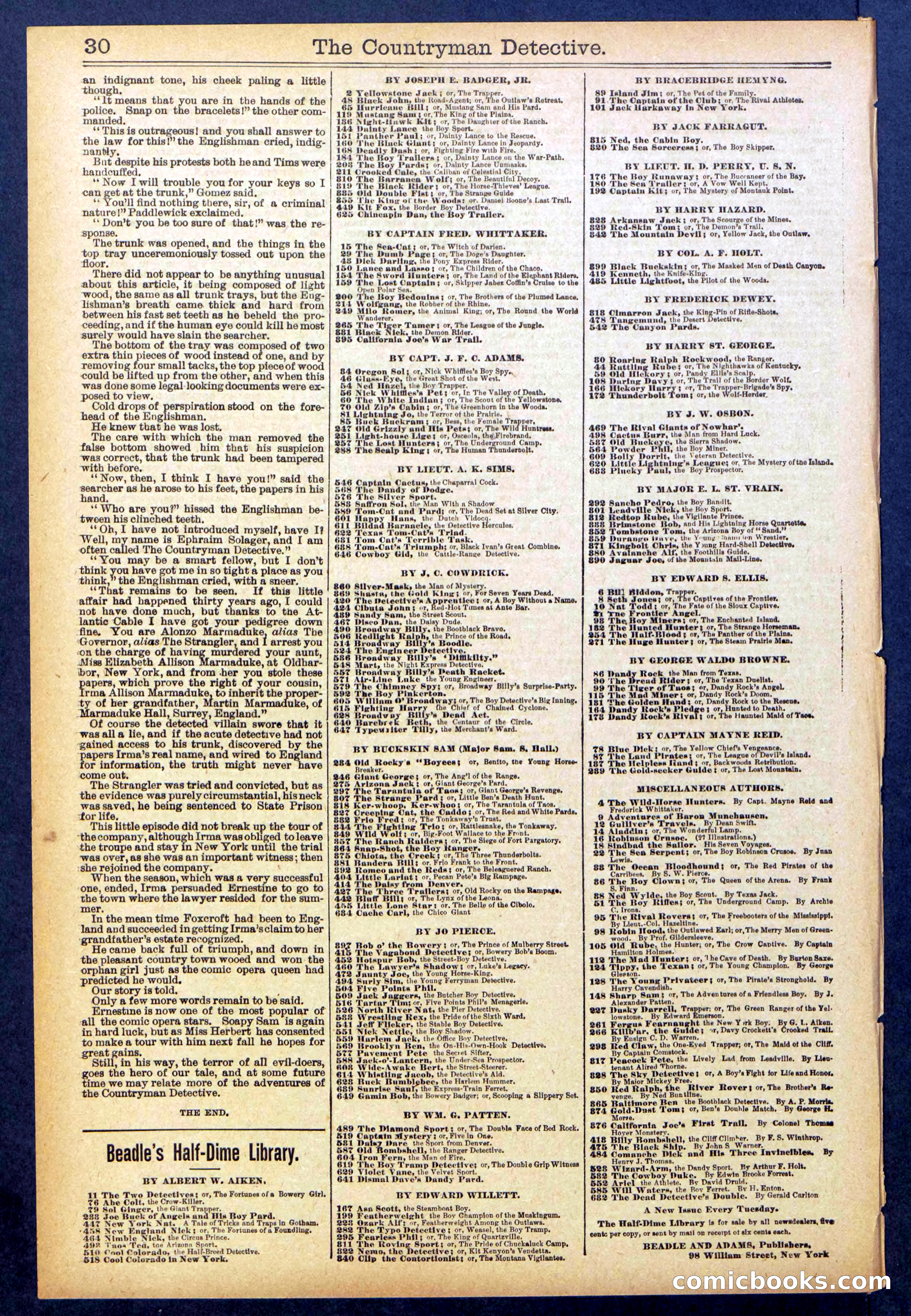 Beadle's Dime Library No. 892 — page 30 of 32
