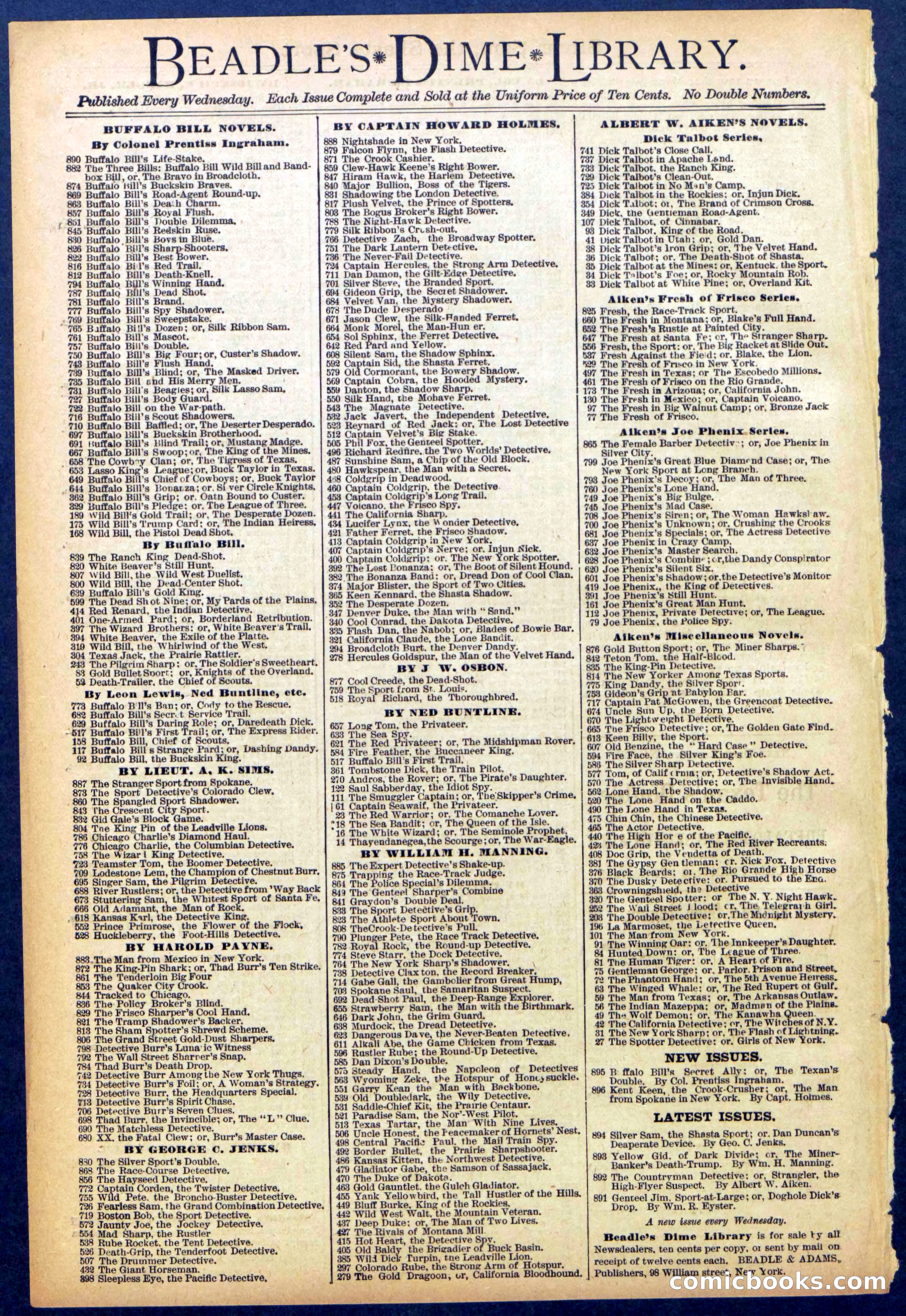 Beadle's Dime Library No. 894 — page 32 of 32