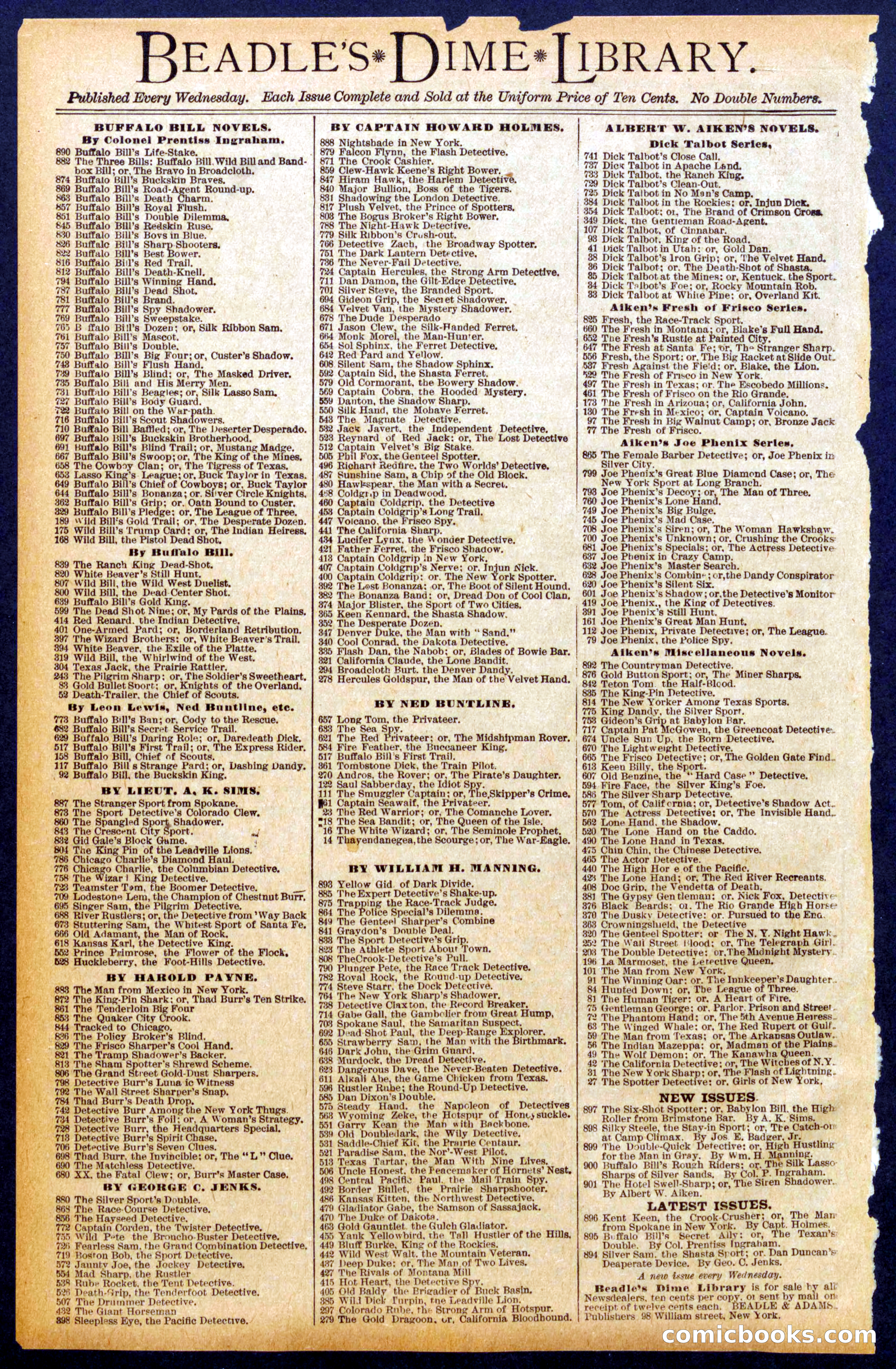 Beadle's Dime Library No. 898 — page 32 of 32