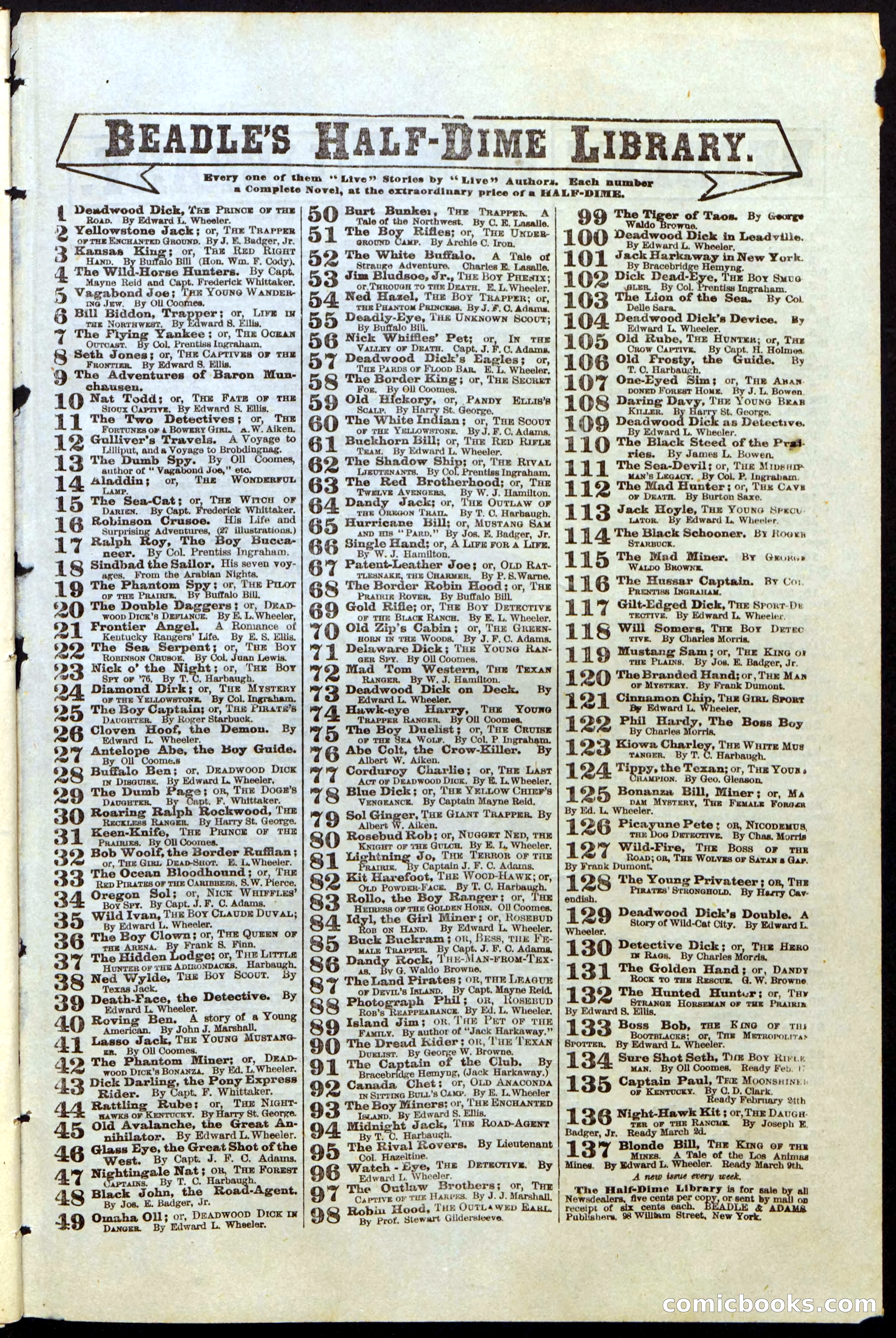 Beadle's Dime Library No. 9 — page 55 of 56