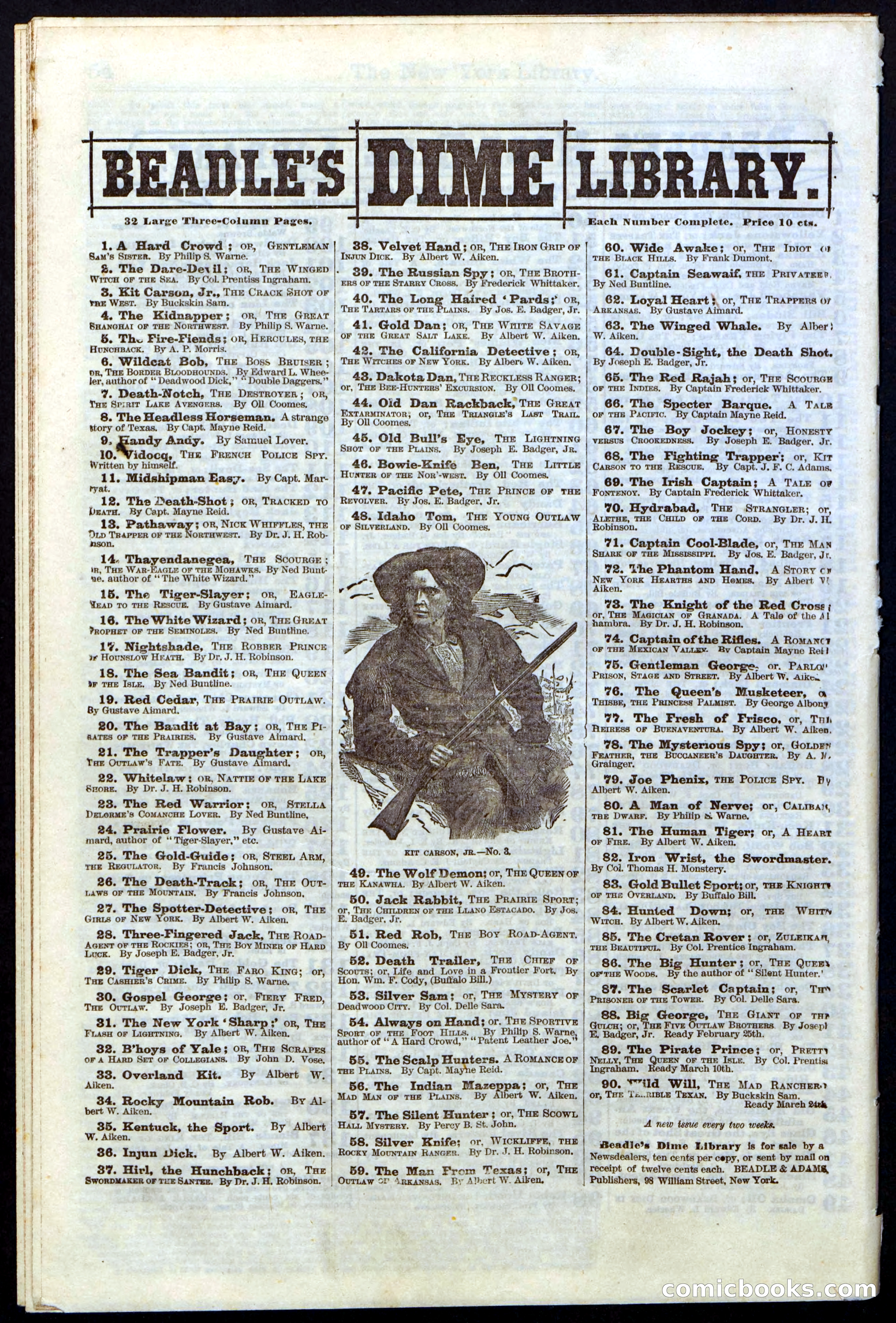 Beadle's Dime Library No. 9 — page 56 of 56