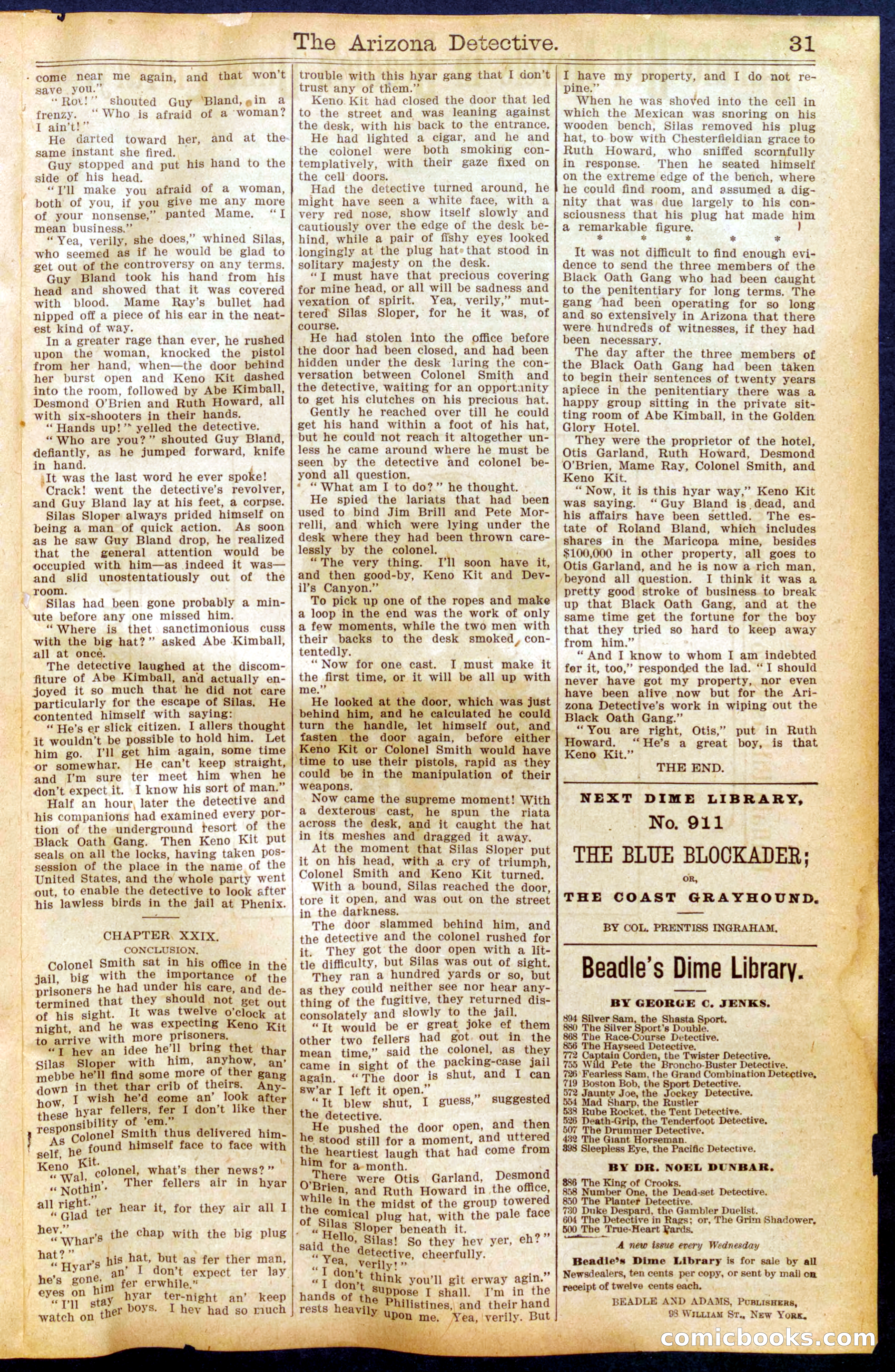 Beadle's New York Dime Library No. 910 — page 31 of 32