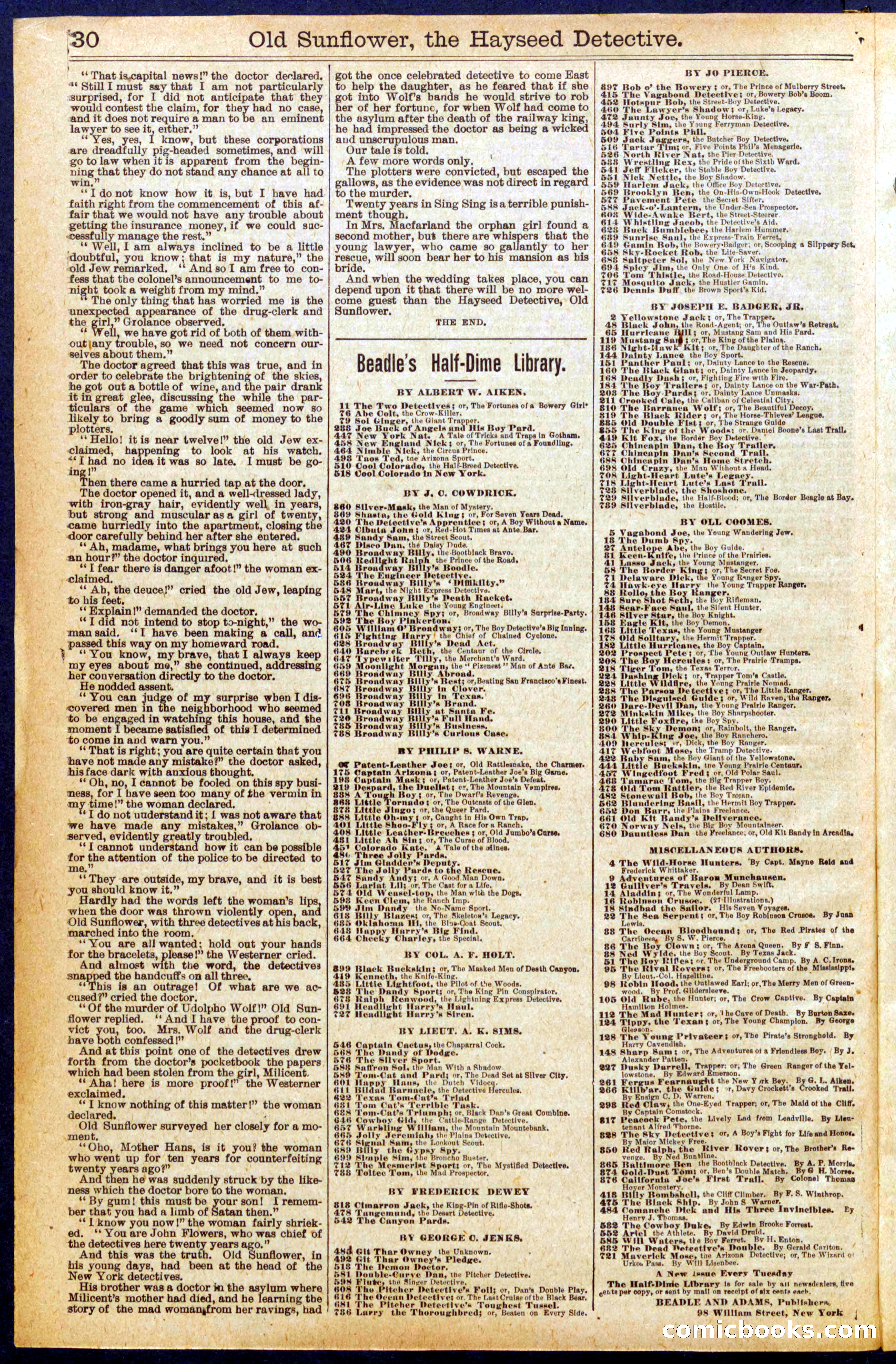 Beadle's New York Dime Library No. 923 — page 30 of 32