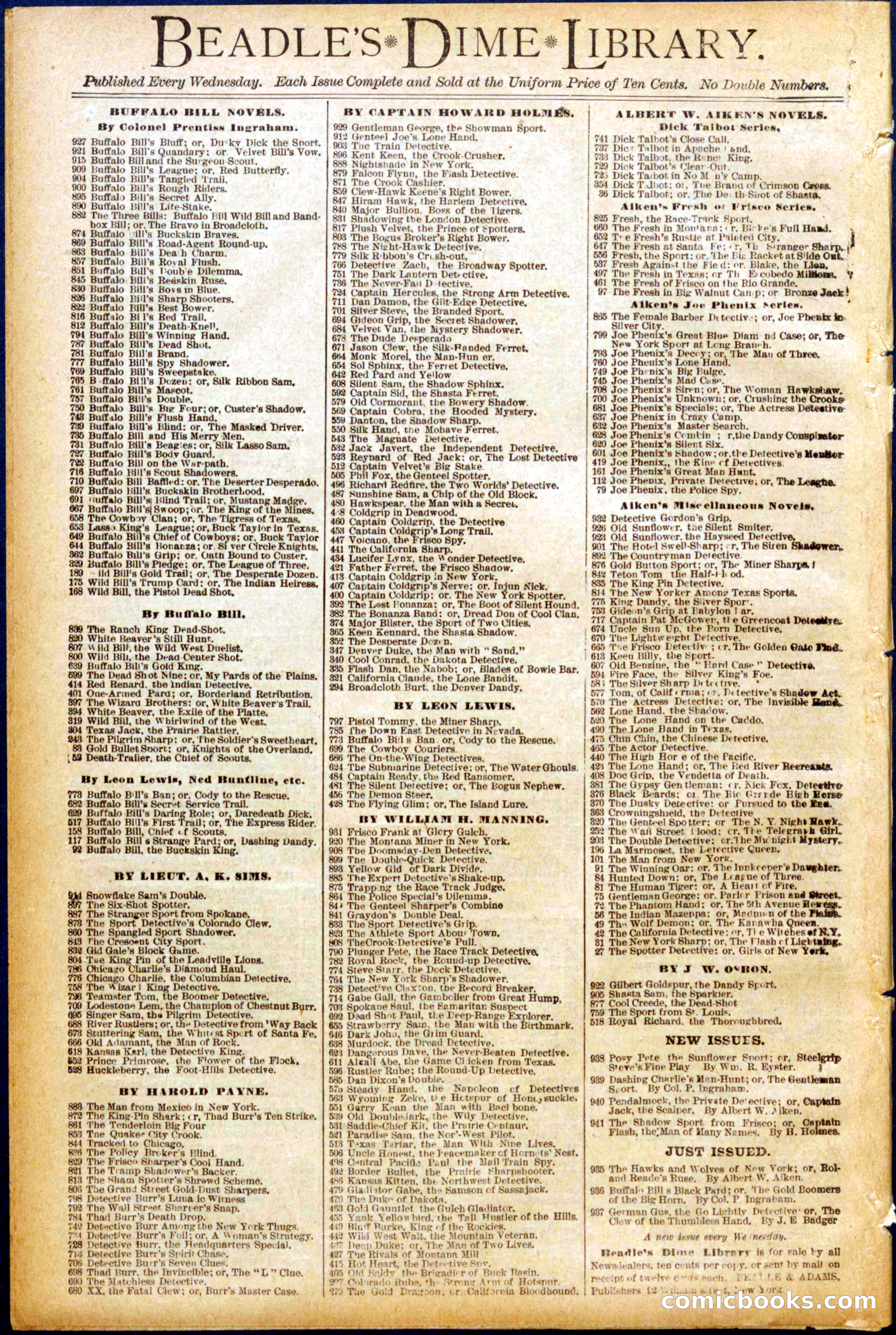 Beadle's New York Dime Library No. 937 — page 32 of 32