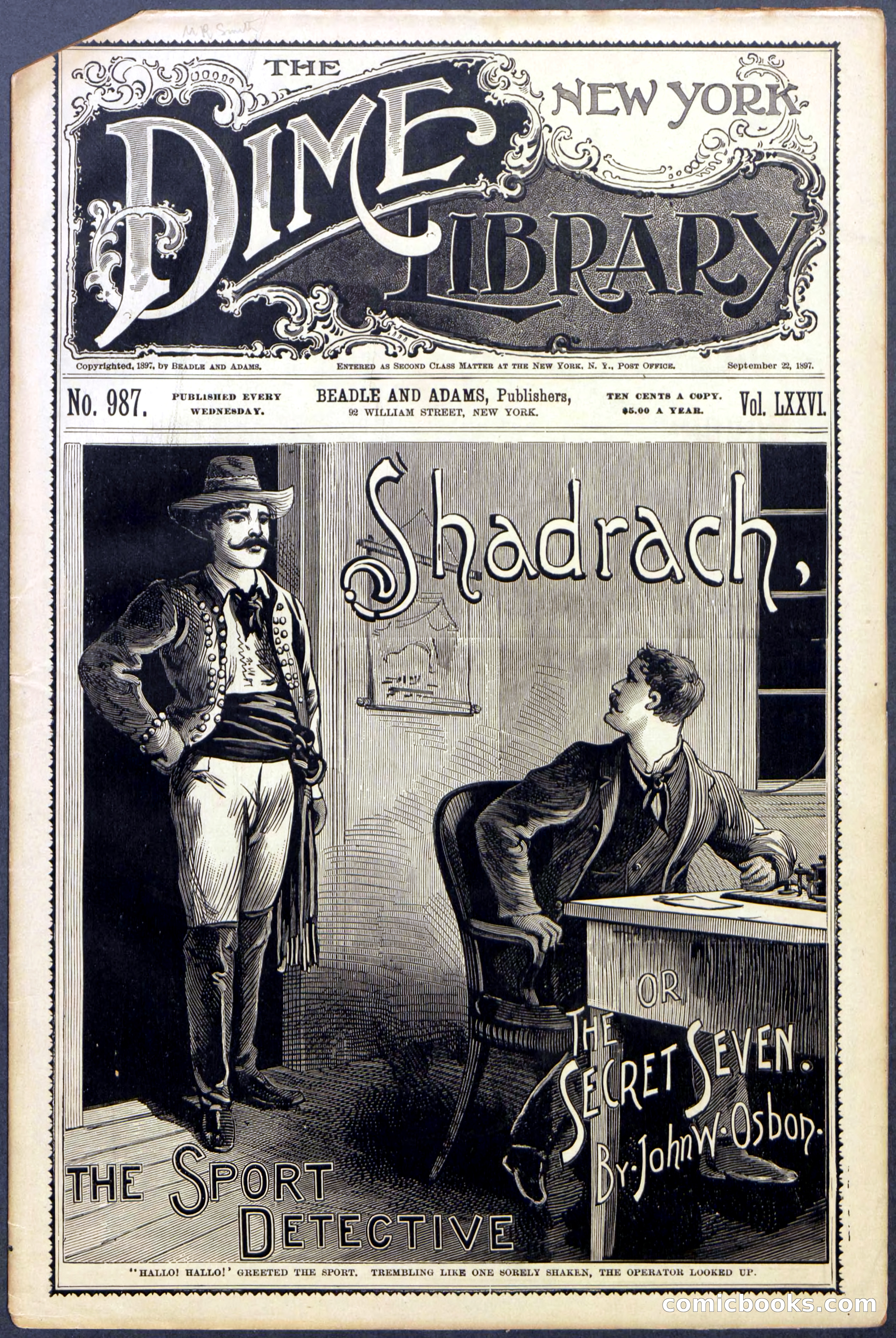 Beadle's New York Dime Library No. 987 — page 1 of 36