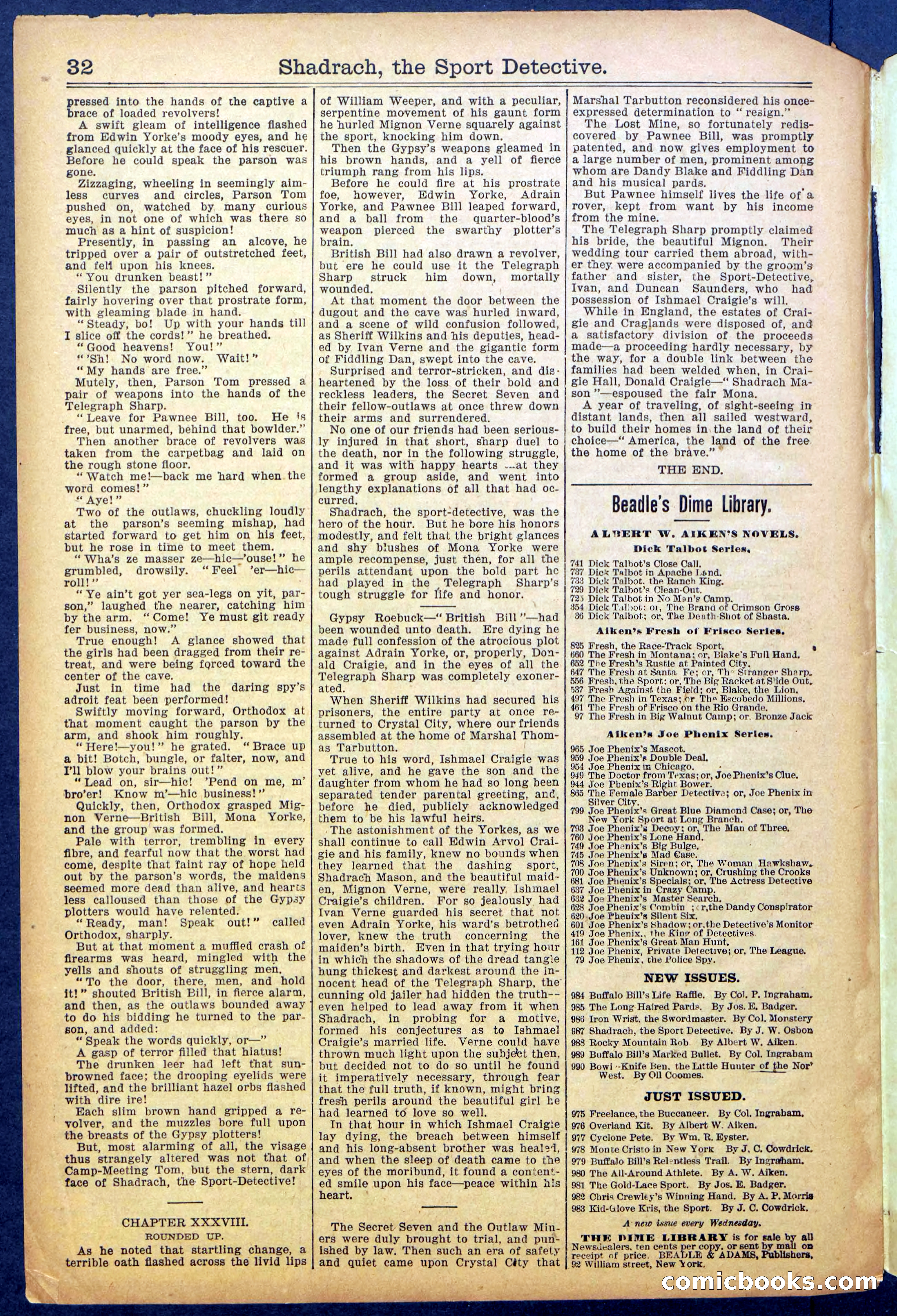 Beadle's New York Dime Library No. 987 — page 34 of 36