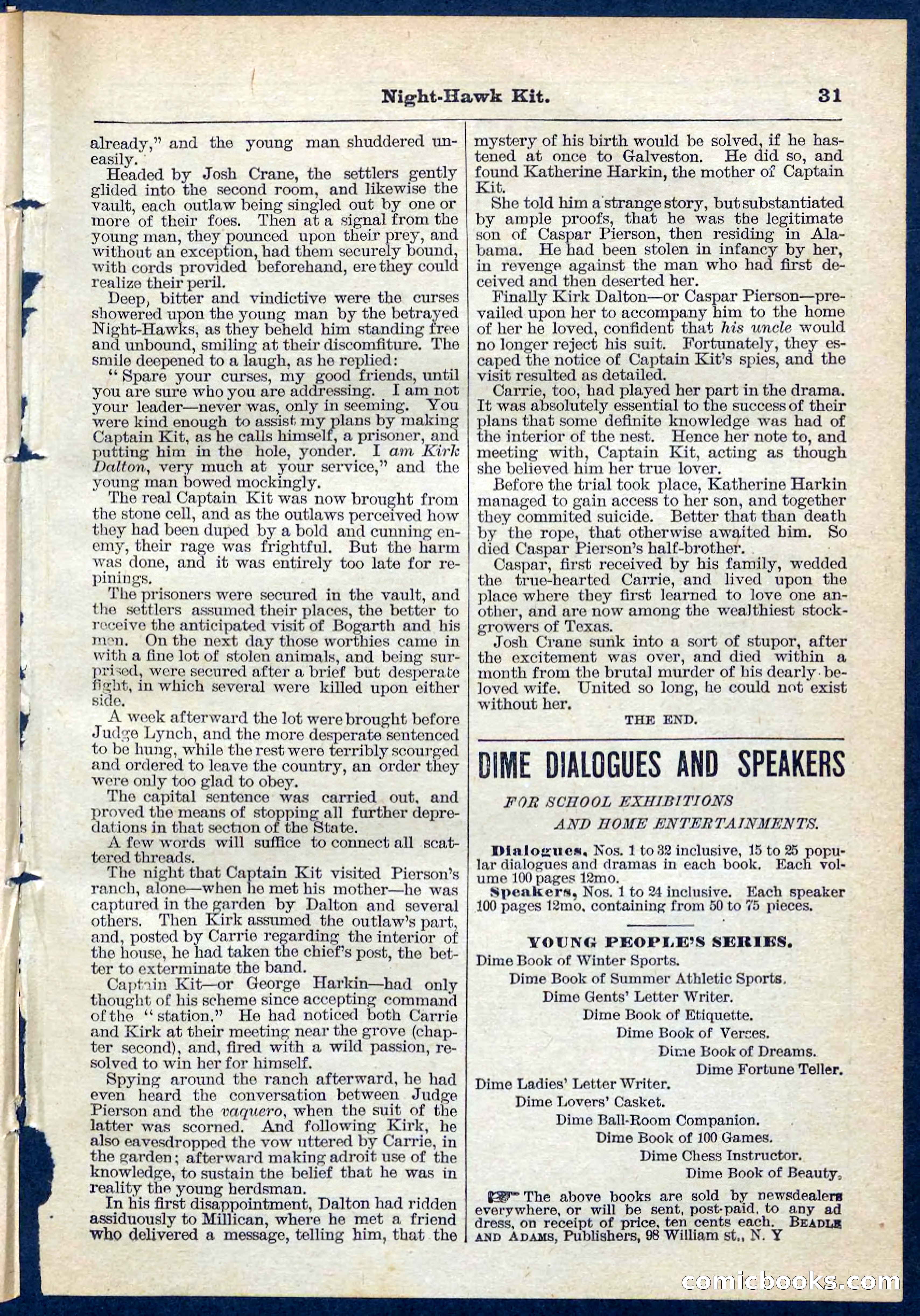 Beadle's Pocket Library No. 106 — page 31 of 32
