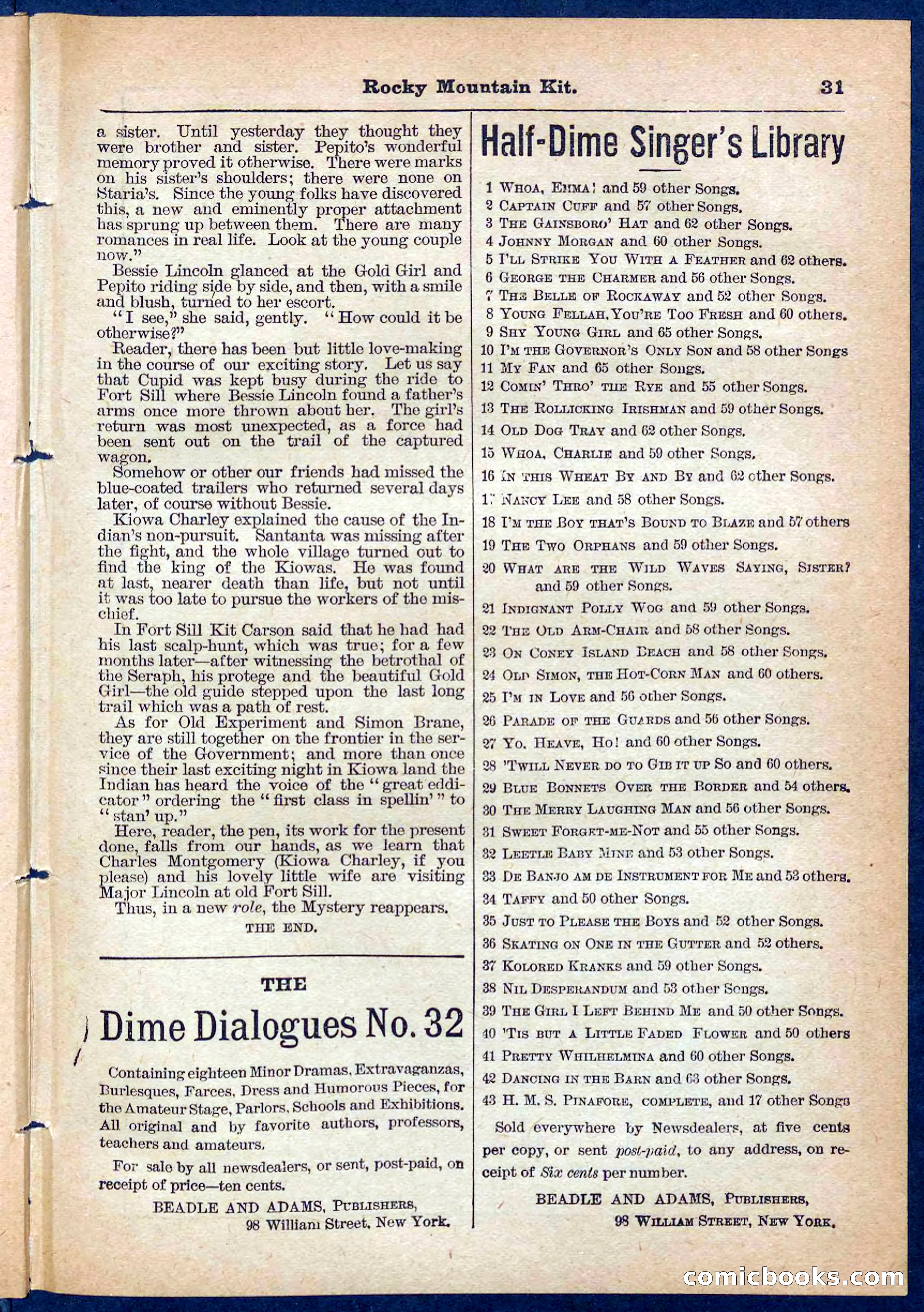 Beadle's Pocket Library No. 108 — page 31 of 32