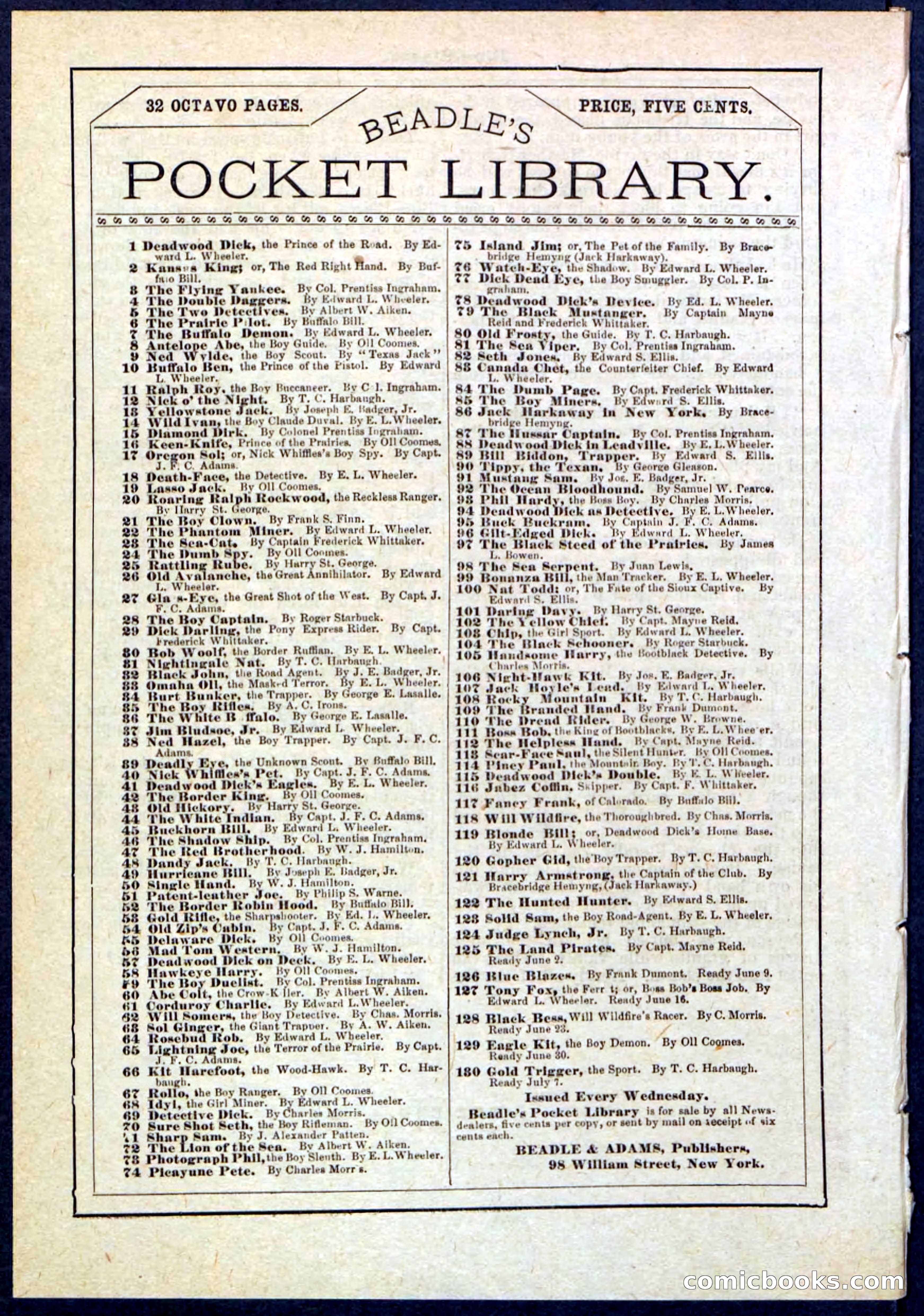 Beadle's Pocket Library No. 126 — page 32 of 32