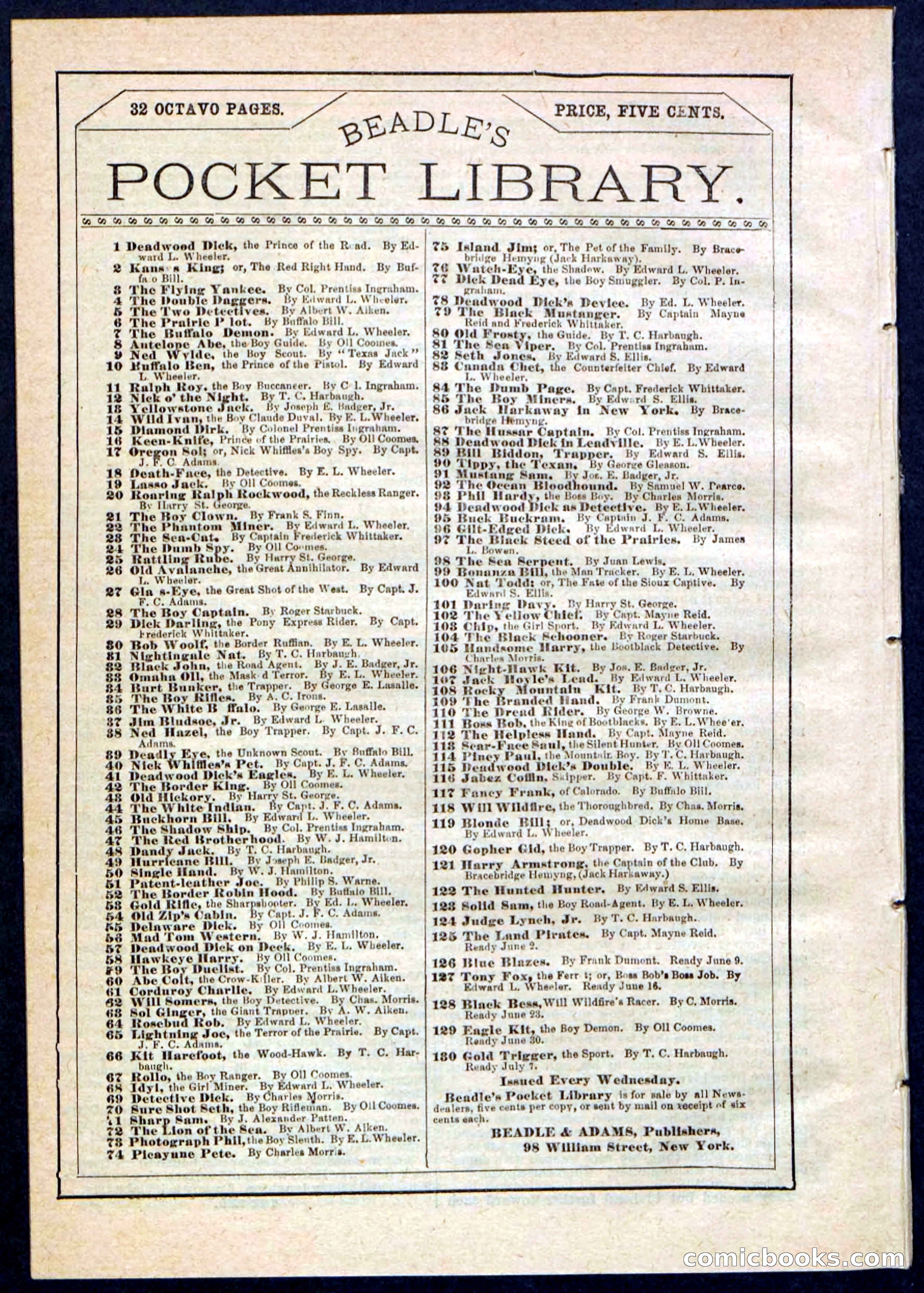 Beadle's Pocket Library No. 128 — page 32 of 32