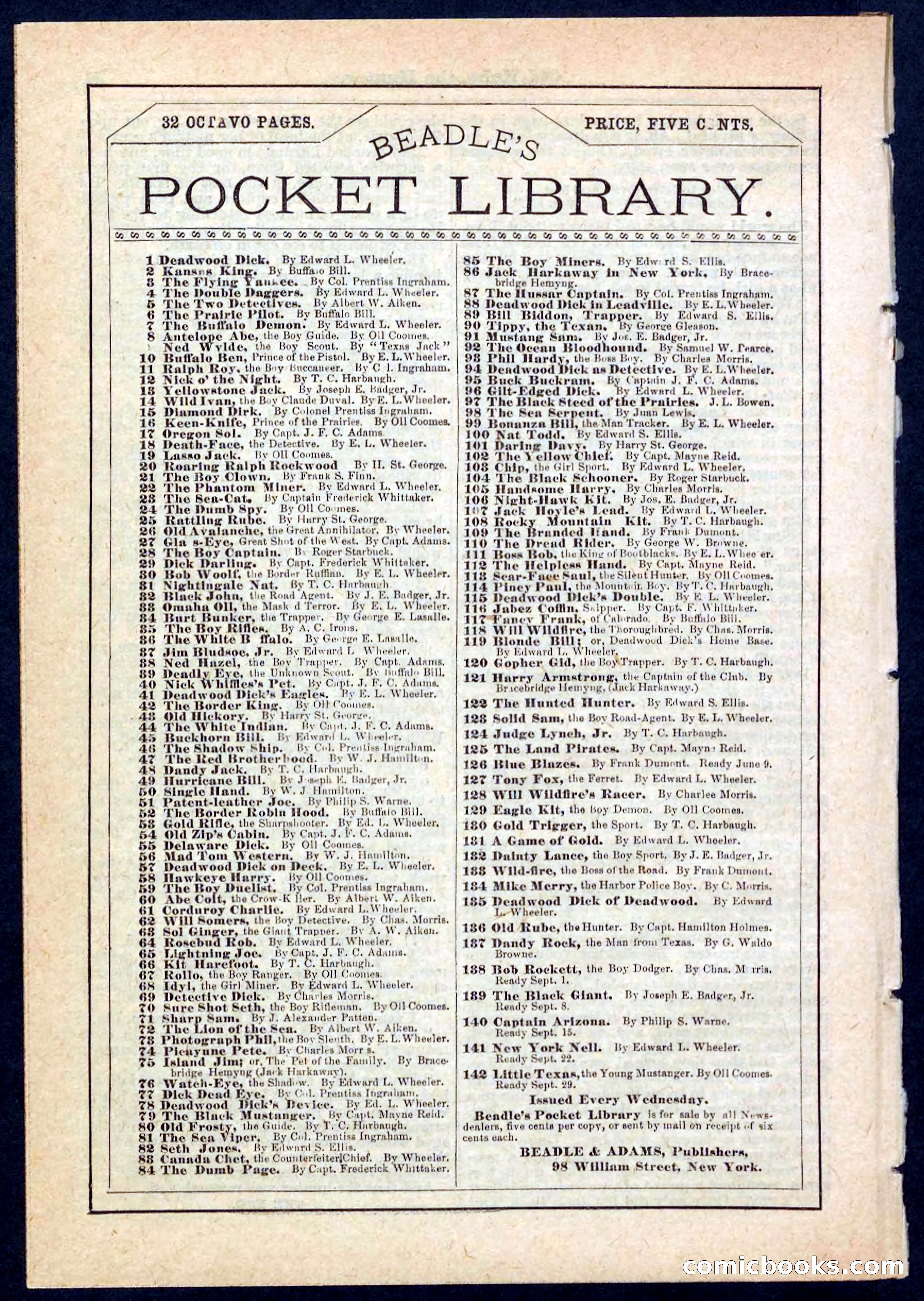 Beadle's Pocket Library No. 136: Old Rube, the Hunter — page 32 of 32