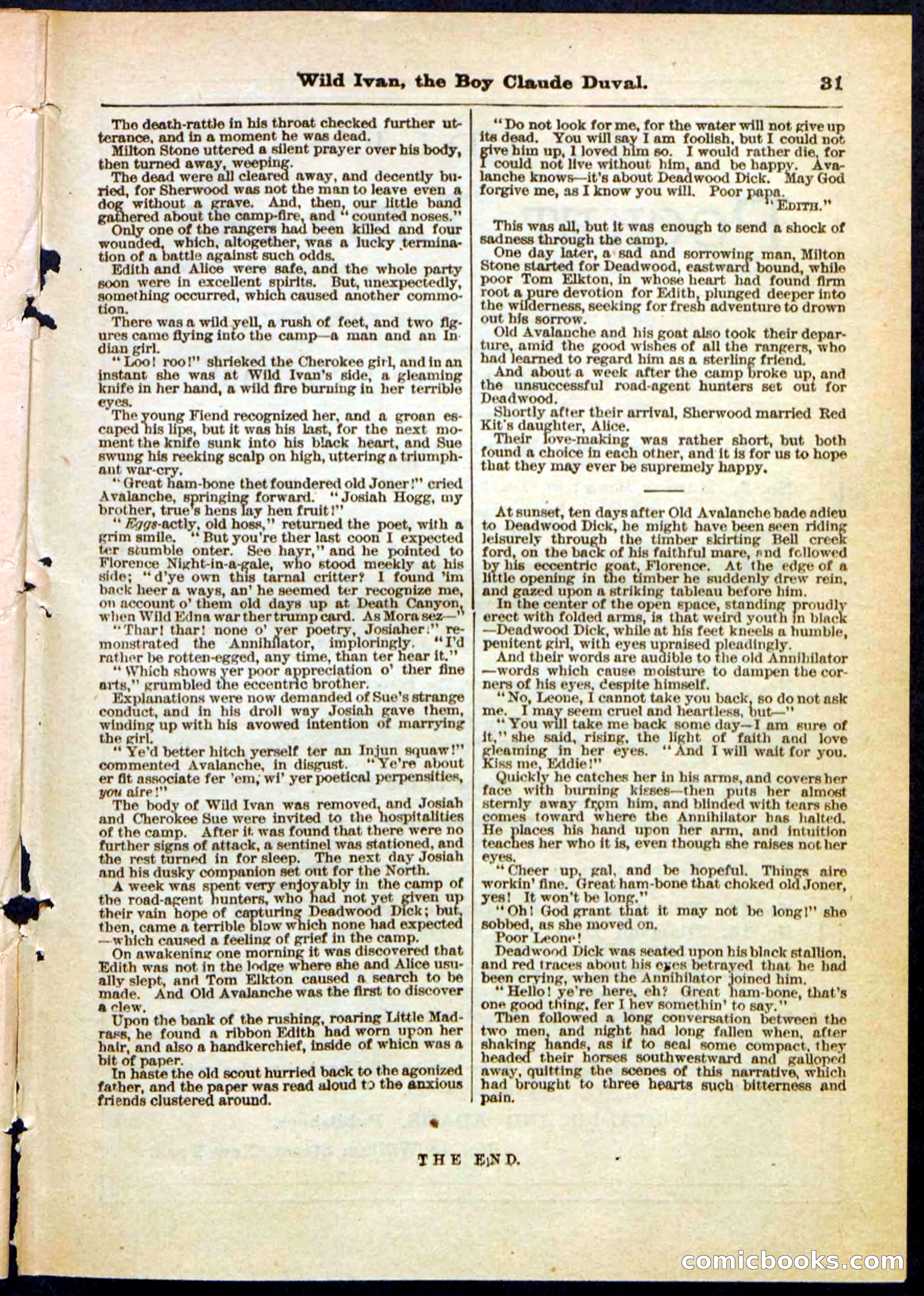 Beadle's Pocket Library, Vol. II, No. 14 — page 31 of 32