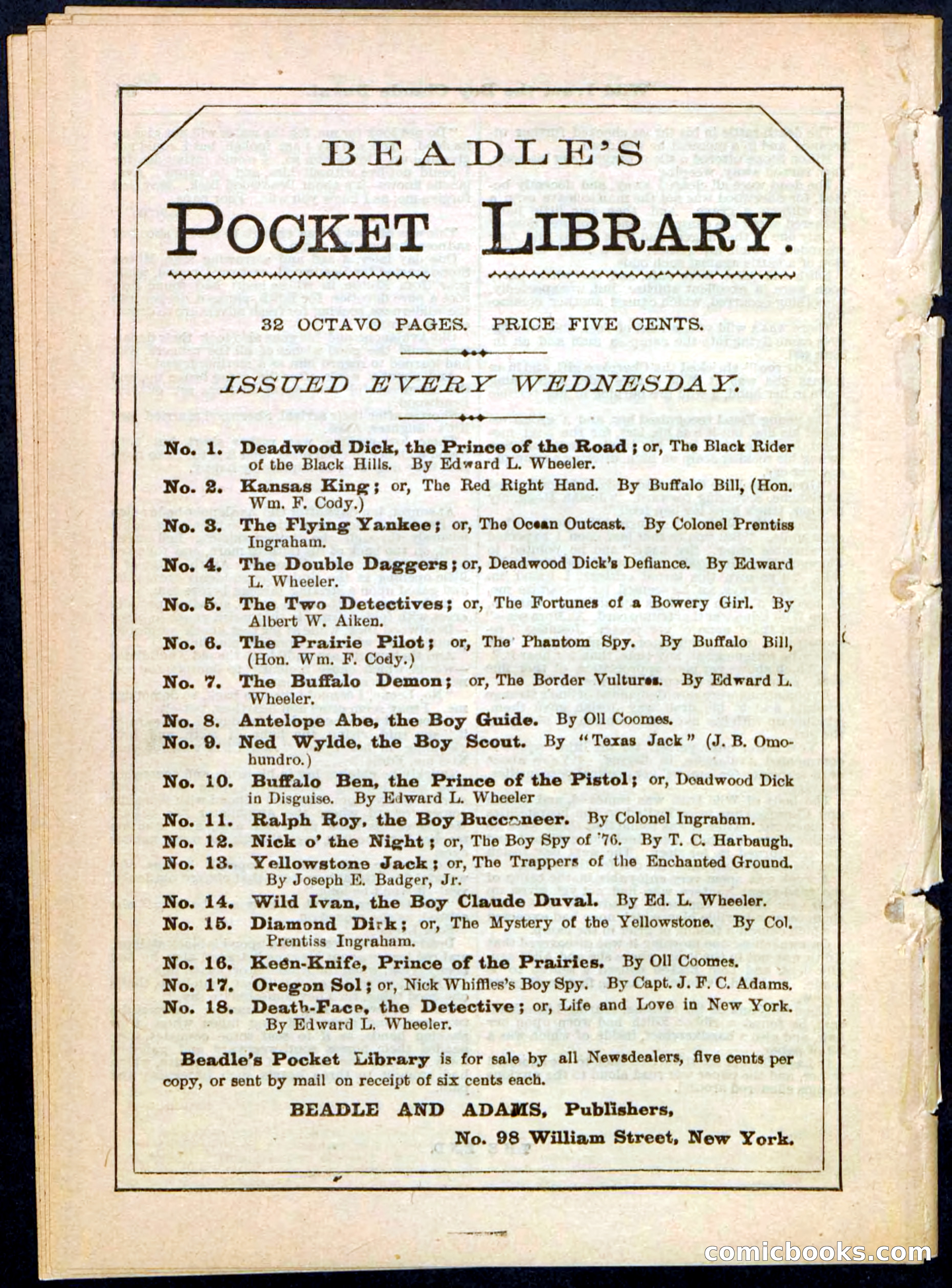 Beadle's Pocket Library, Vol. II, No. 14 — page 32 of 32