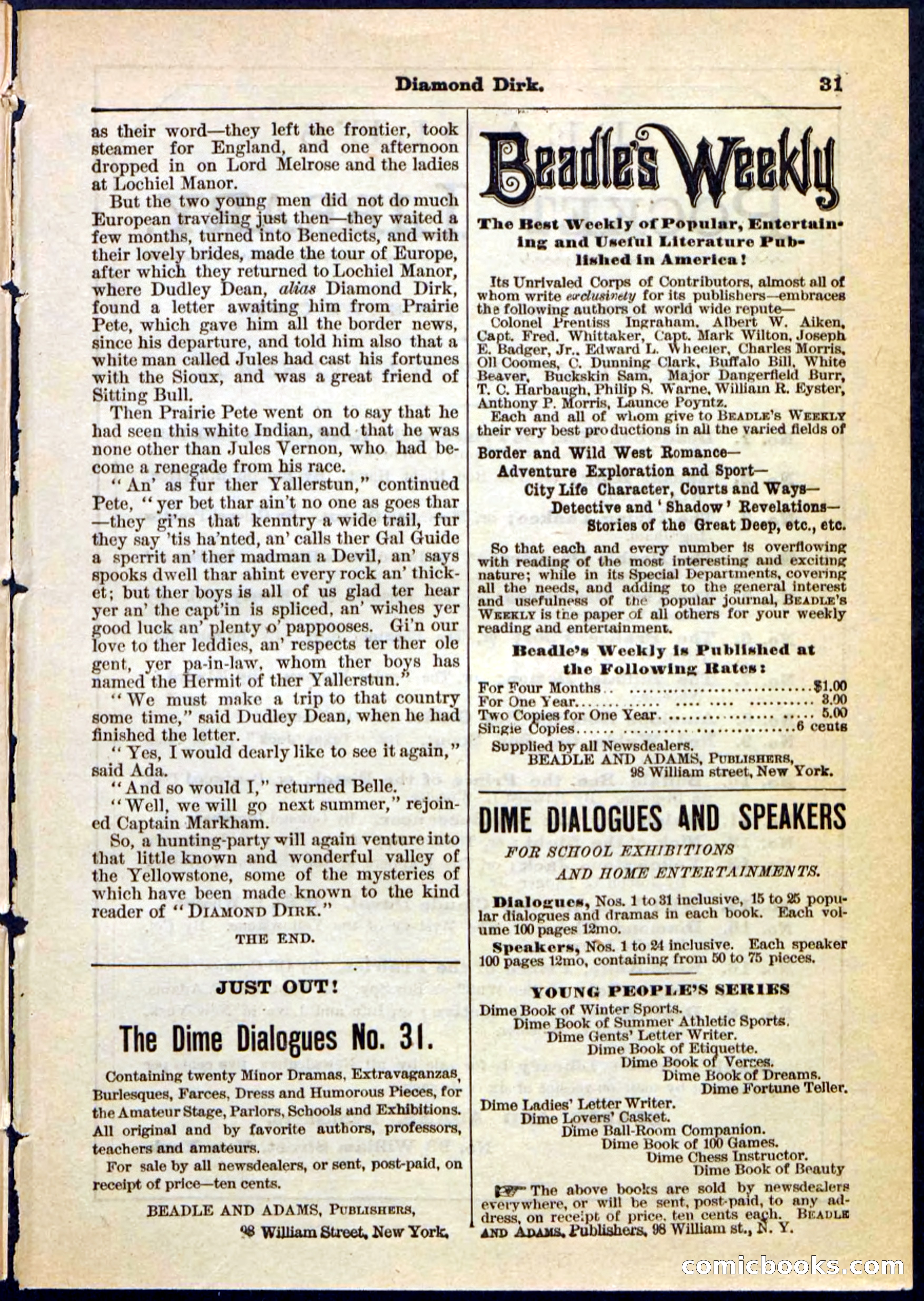 Beadle's Pocket Library No. 15 — page 31 of 32