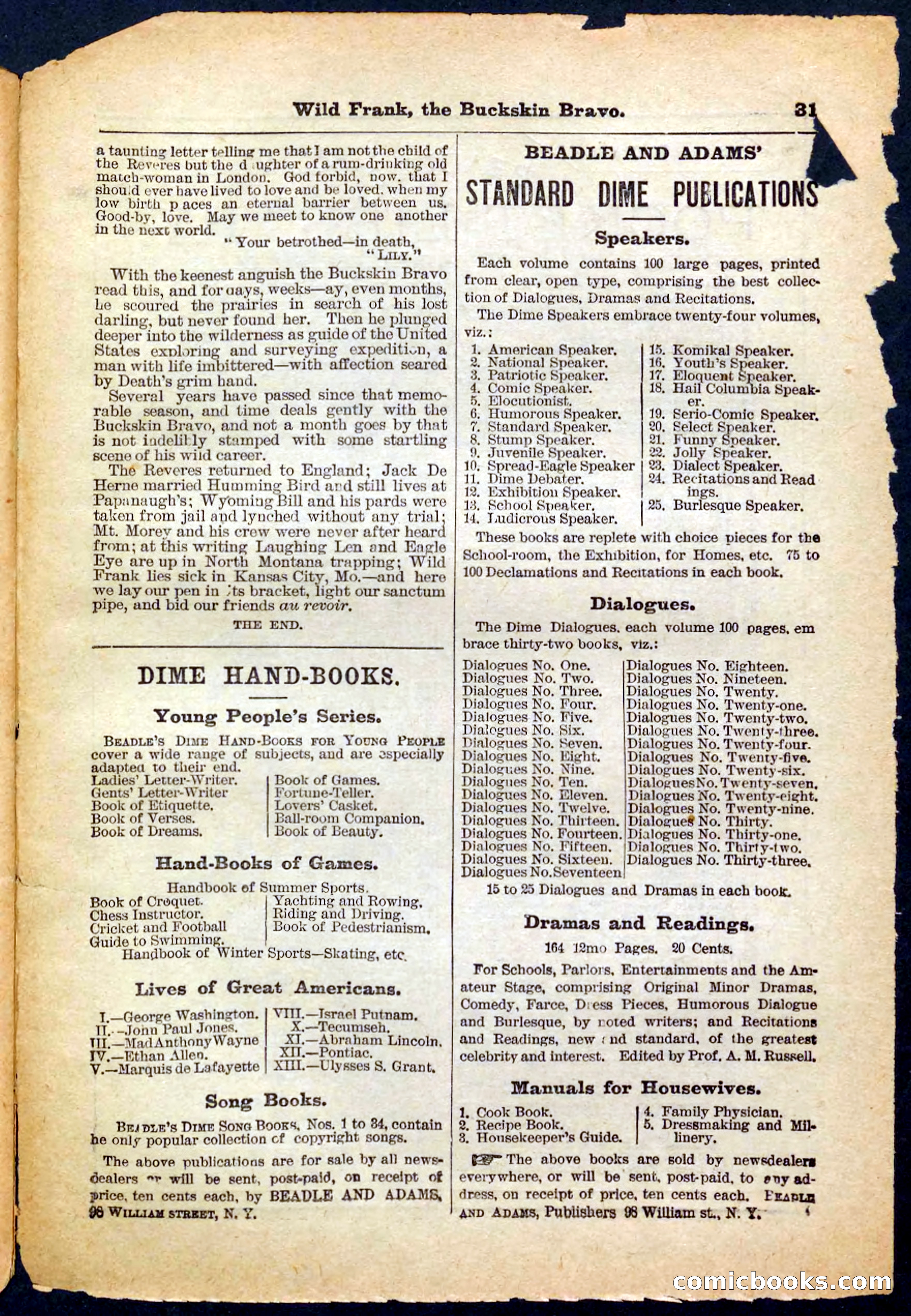 Beadle's Pocket Library No. 153 — page 31 of 32