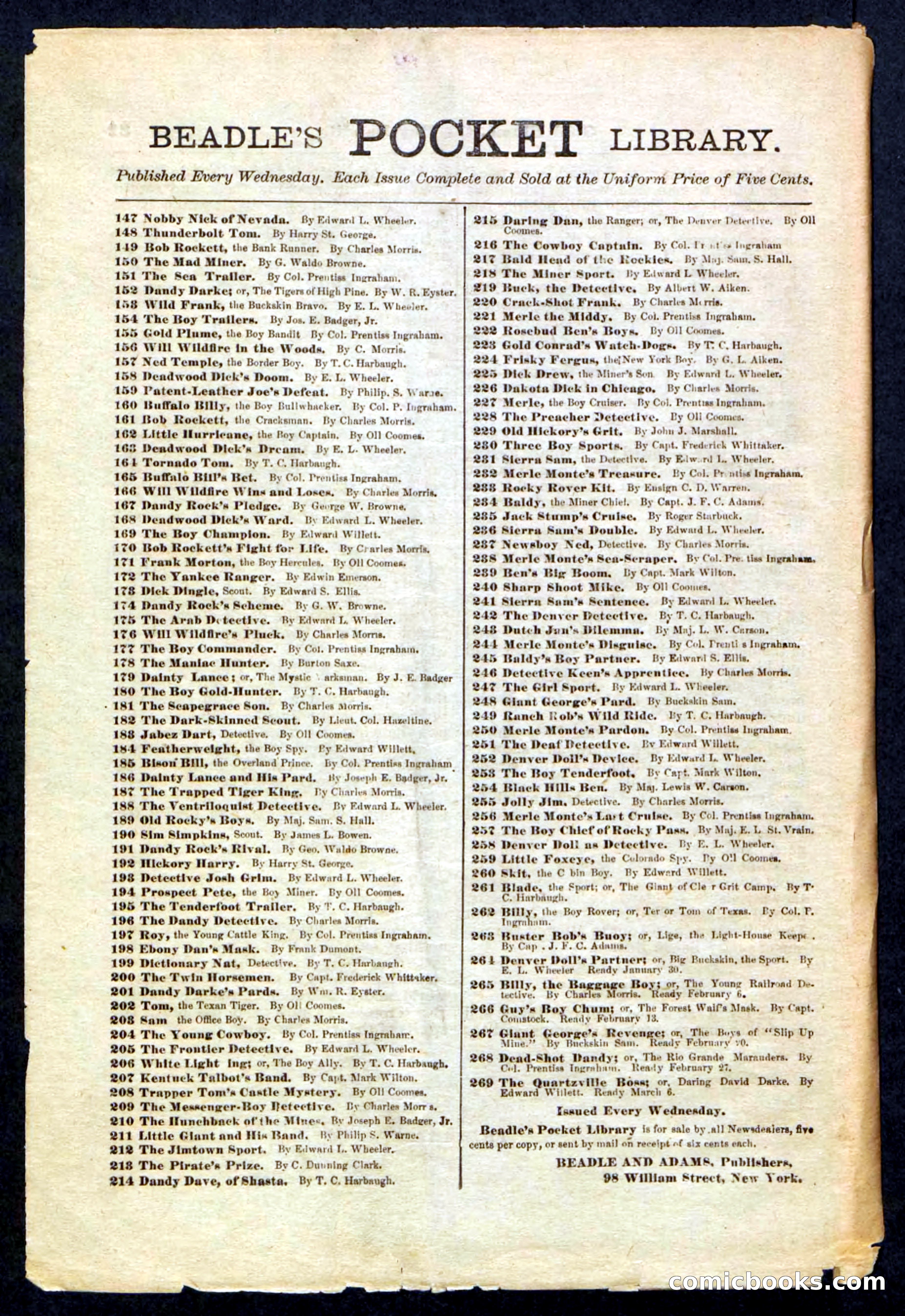 Beadle's Pocket Library No. 155 — page 32 of 32