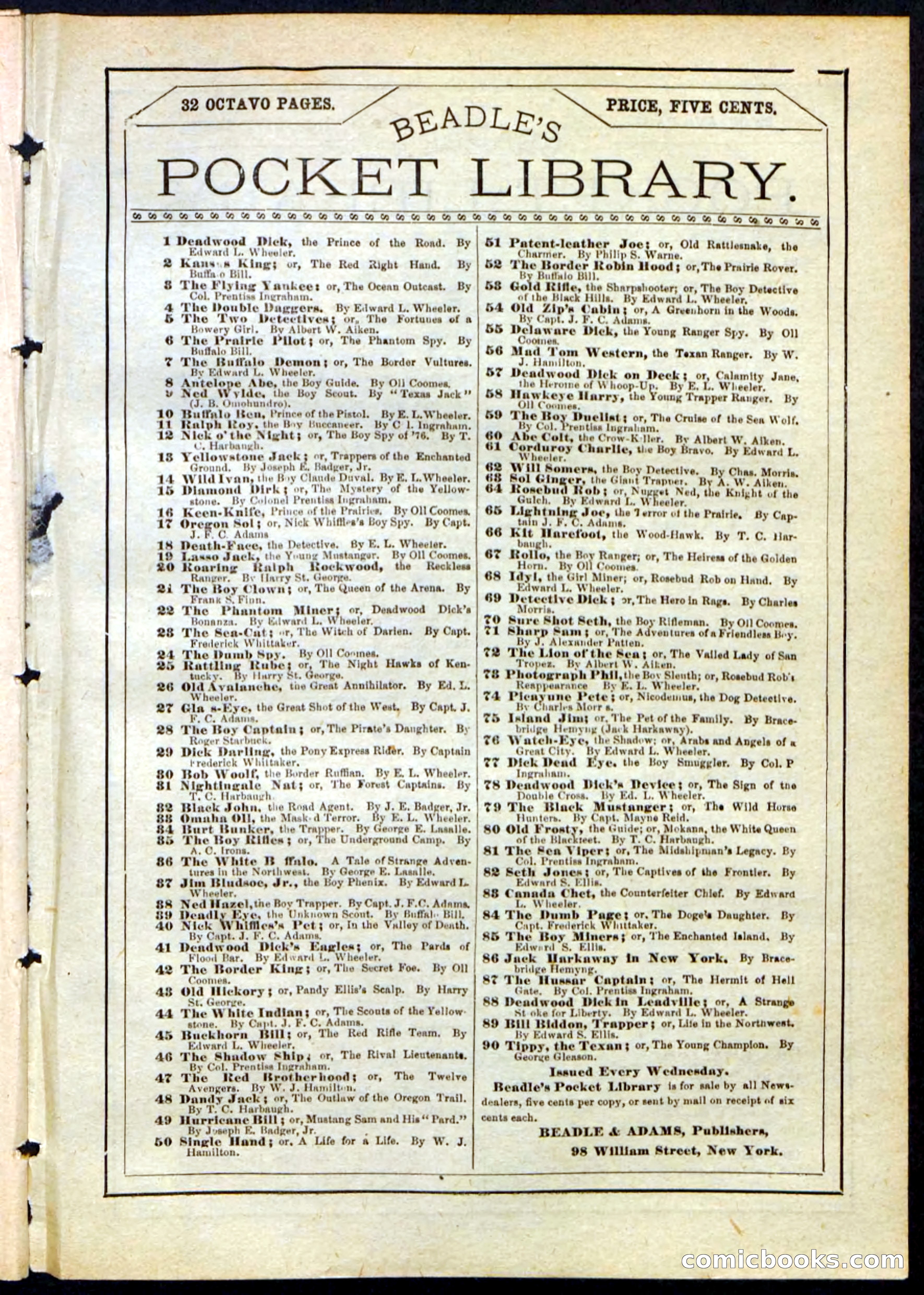 Beadle's Pocket Library, No. 162 — page 31 of 32