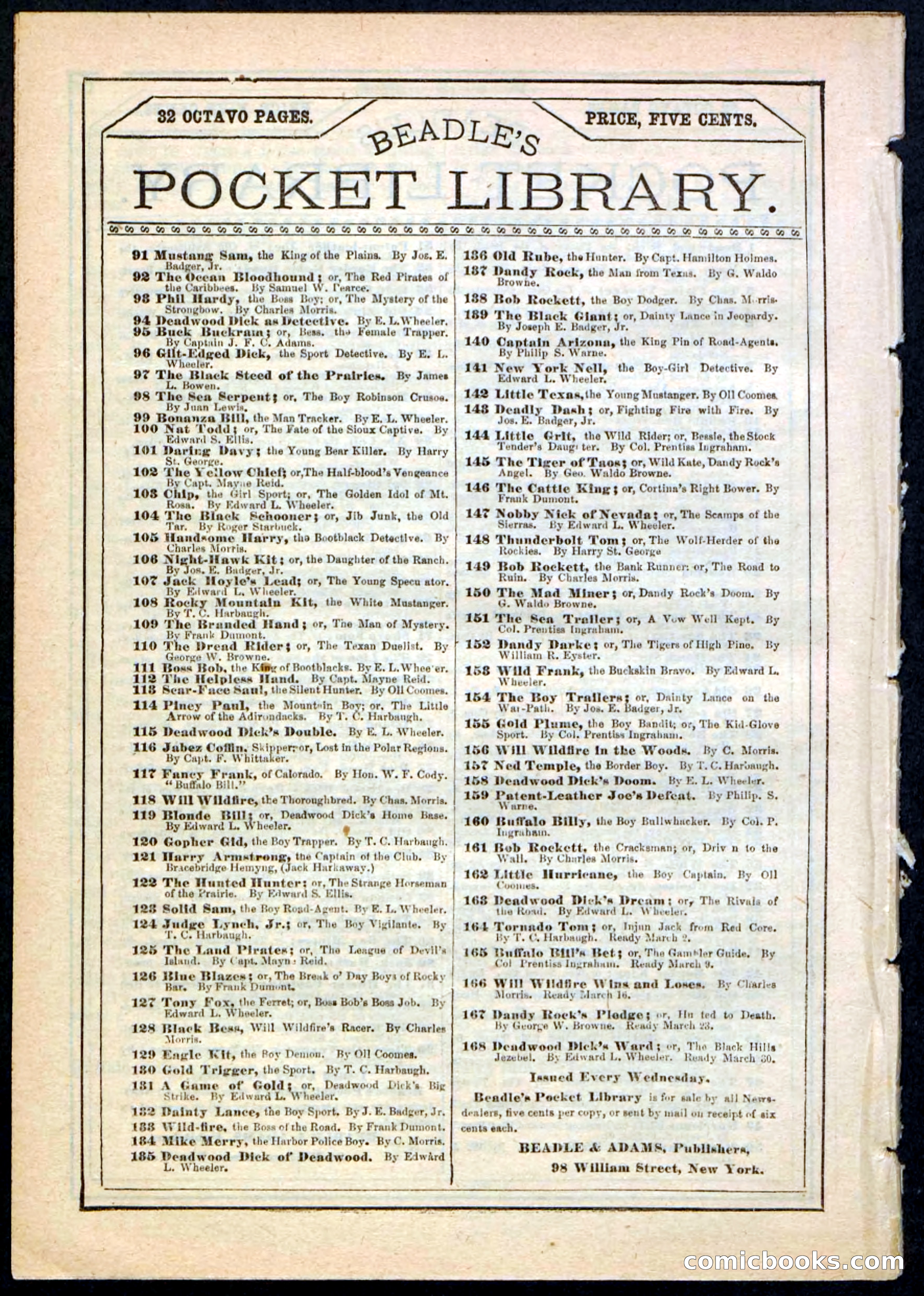 Beadle's Pocket Library No. 165 — page 32 of 32