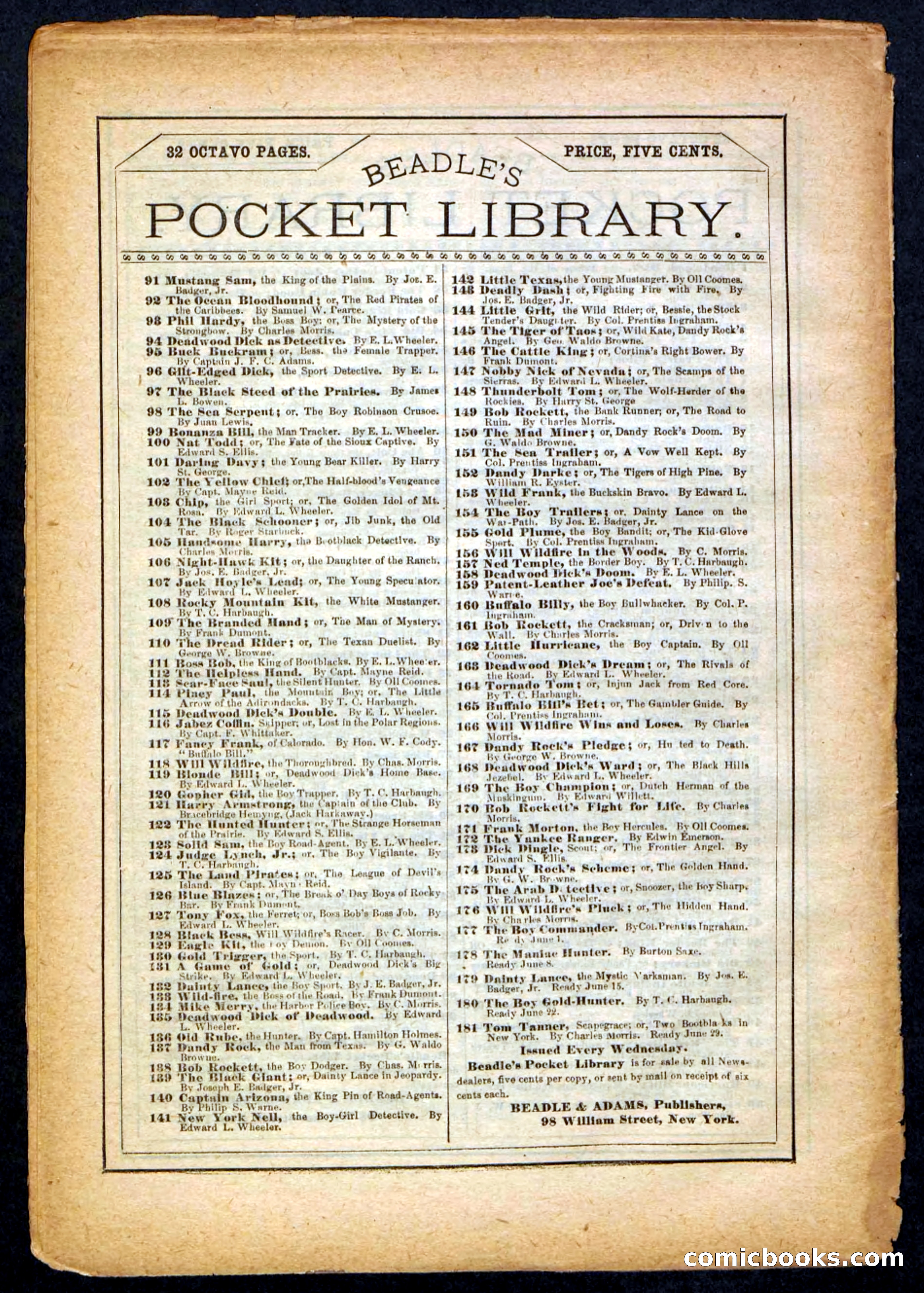 Beadle's Pocket Library No. 173 — page 32 of 32