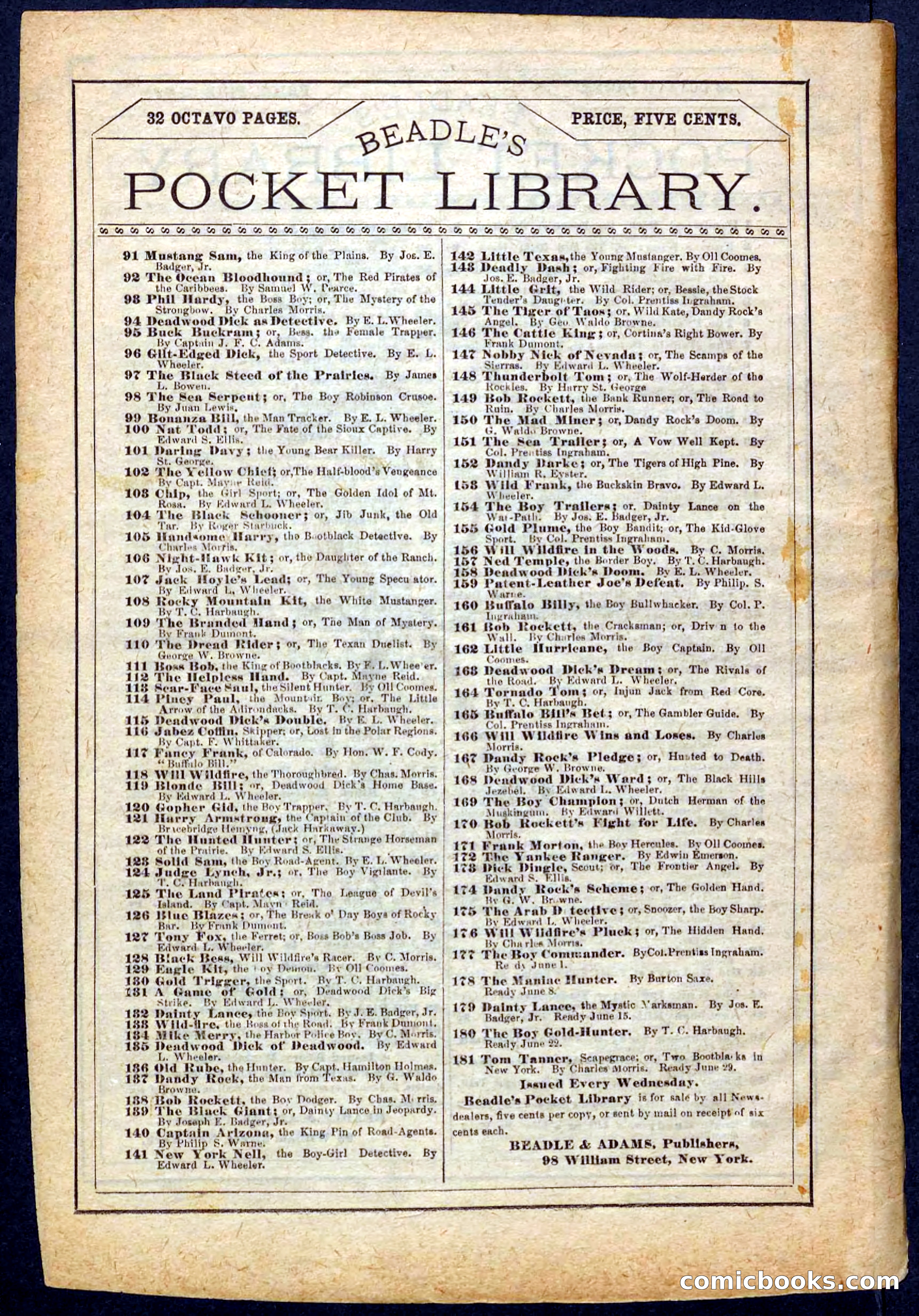 Beadle's Pocket Library, No. 174 — page 32 of 32