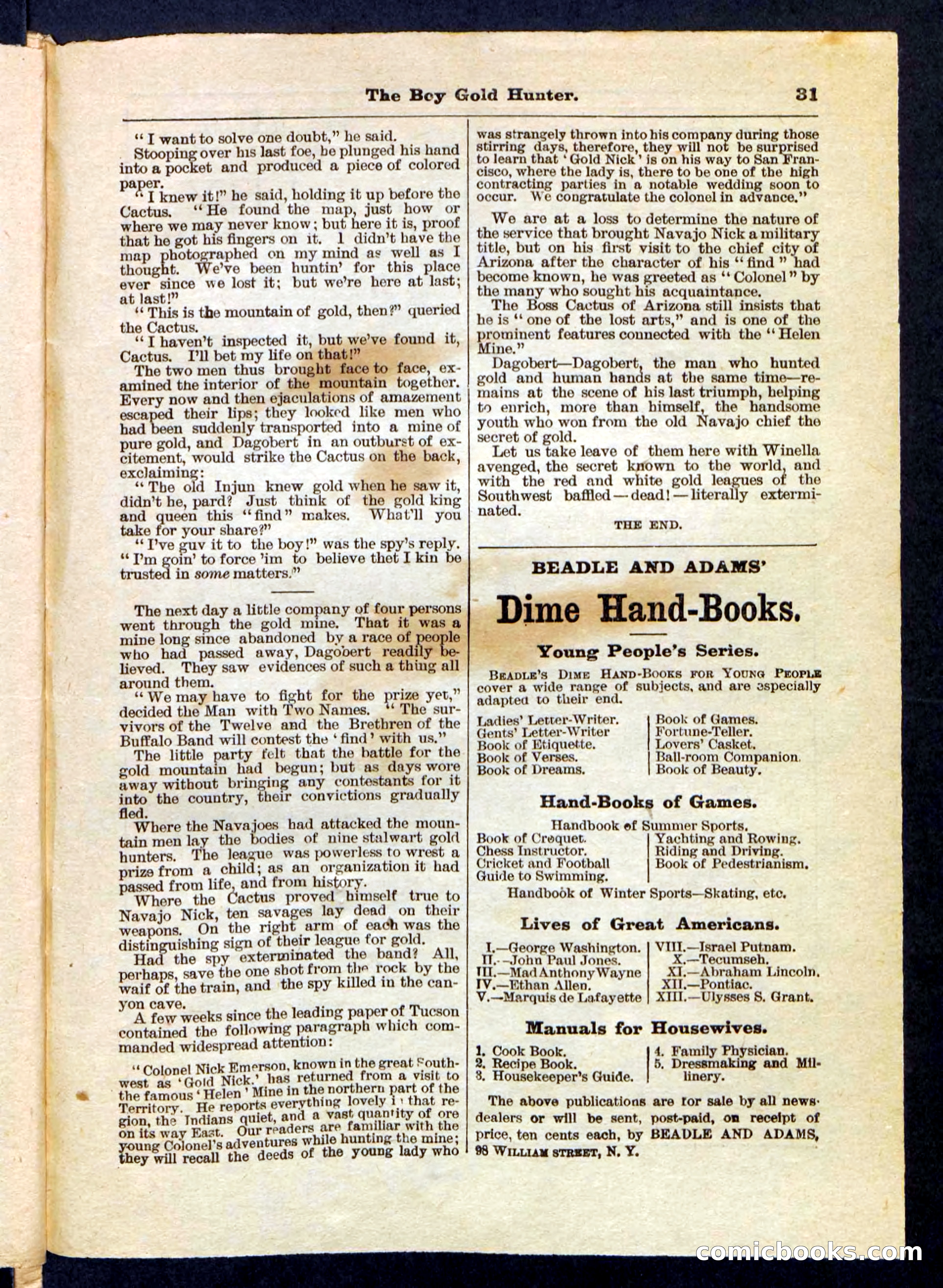 Beadle's Pocket Library No. 180 — page 31 of 32