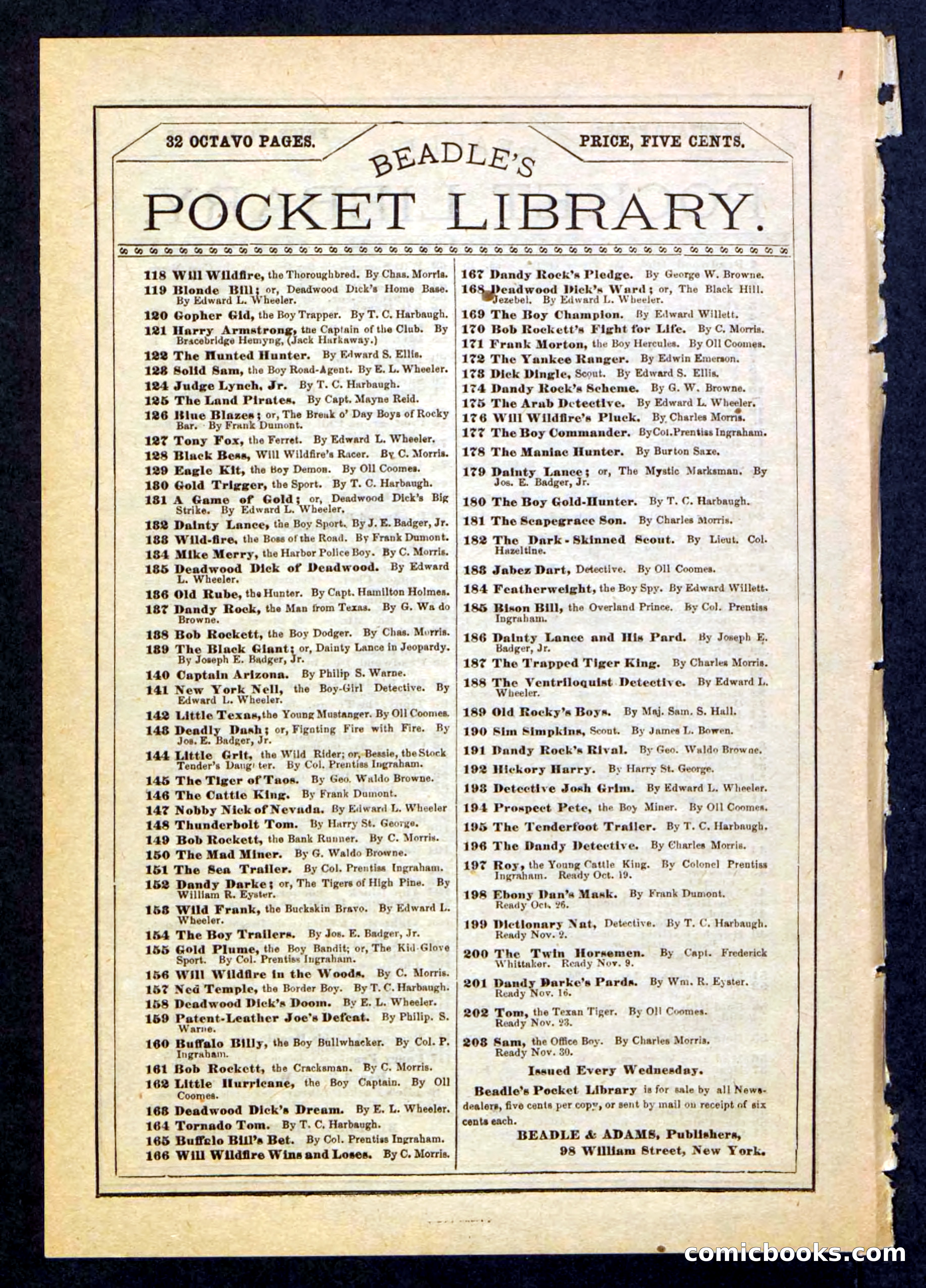 Beadle's Pocket Library, No. 197 — page 32 of 32