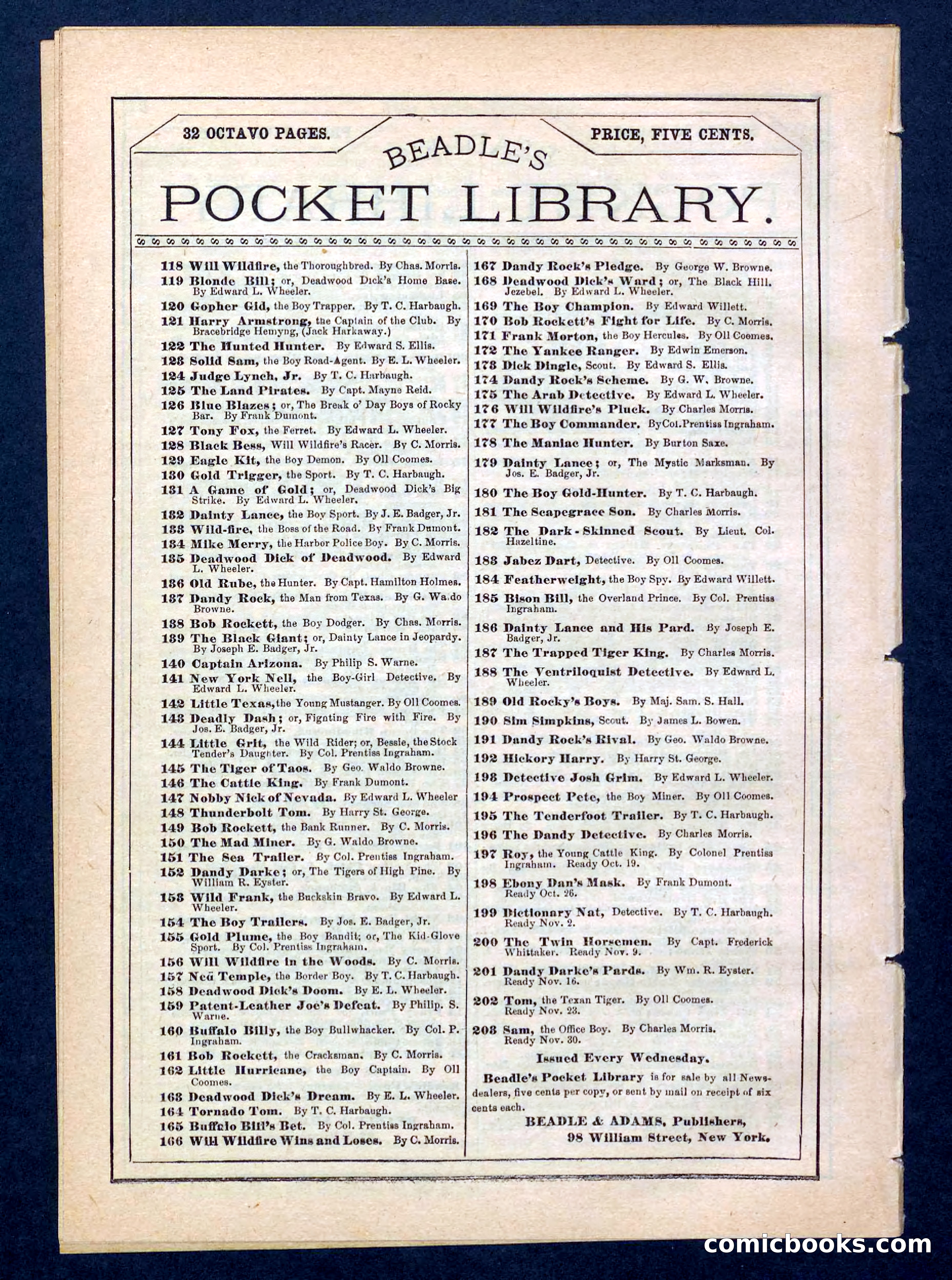 Beadle's Pocket Library, No. 200 — page 32 of 32