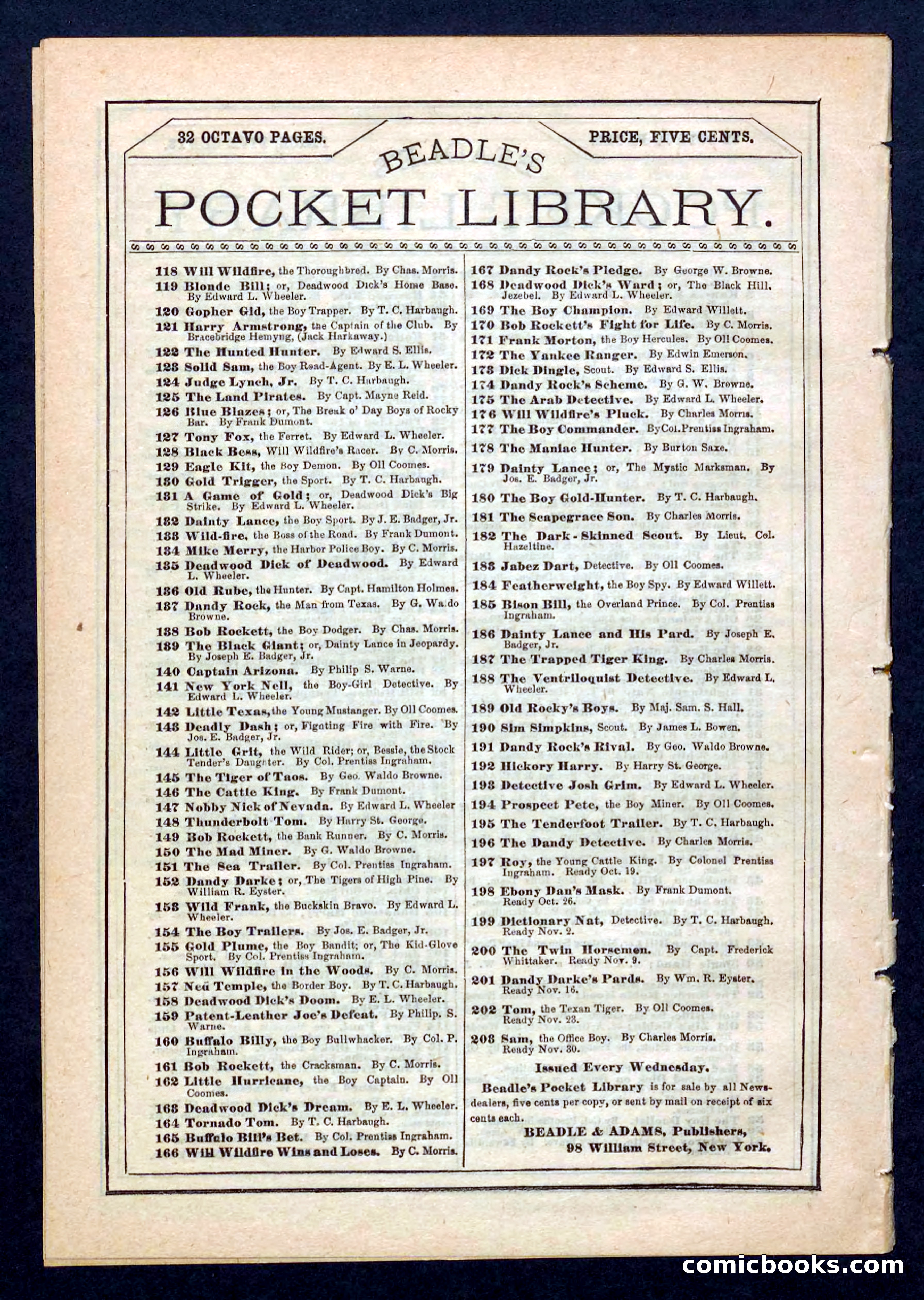 Beadle's Pocket Library No. 201: Dandy Darke's Pards — page 32 of 32