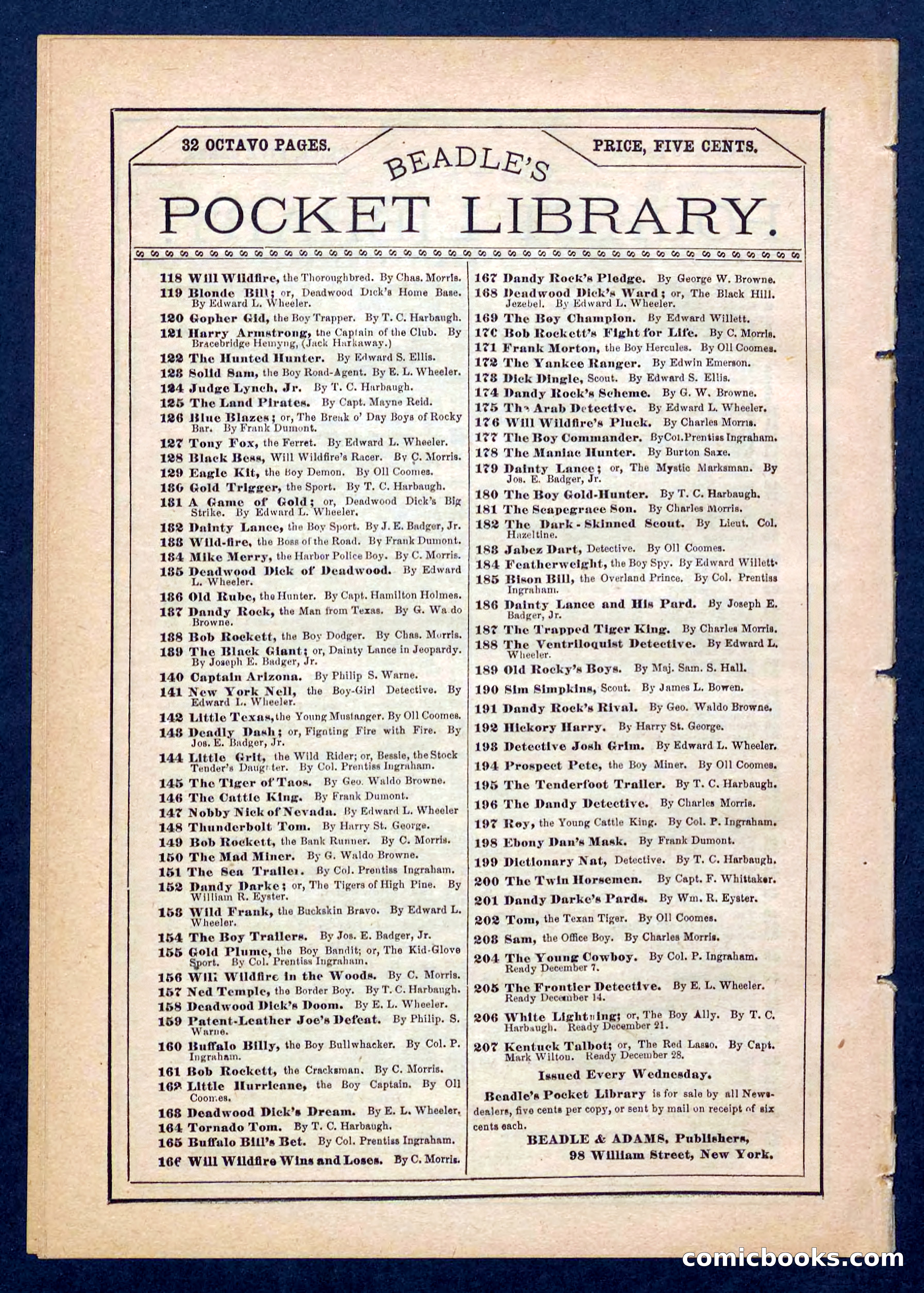 Beadle's Pocket Library, No. 203 — page 32 of 32