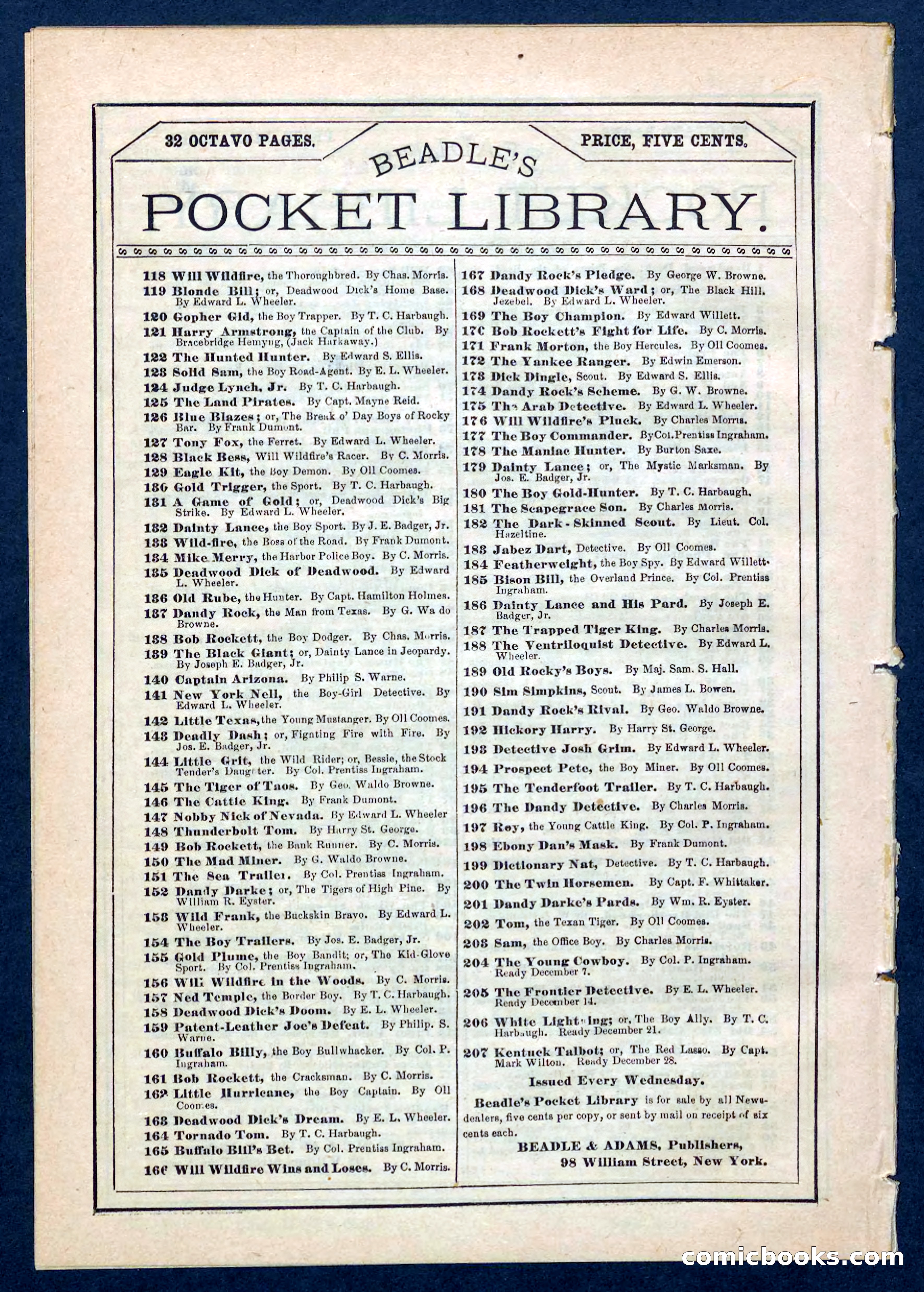 Beadle's Pocket Library, No. 204 — page 32 of 32