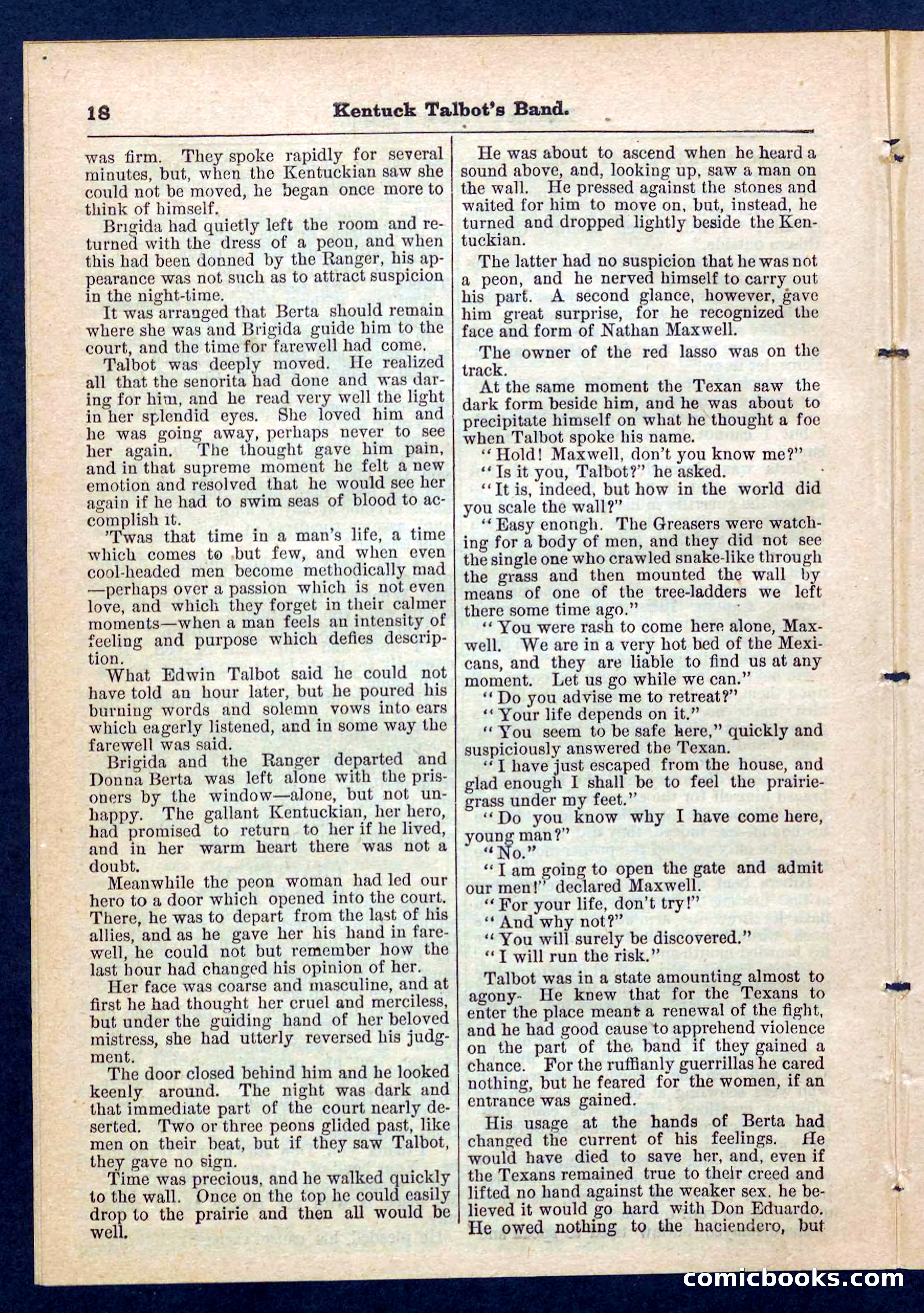Beadle's Pocket Library, No. 207: 'Kentucky Talbot's Band' — page 18 of 32