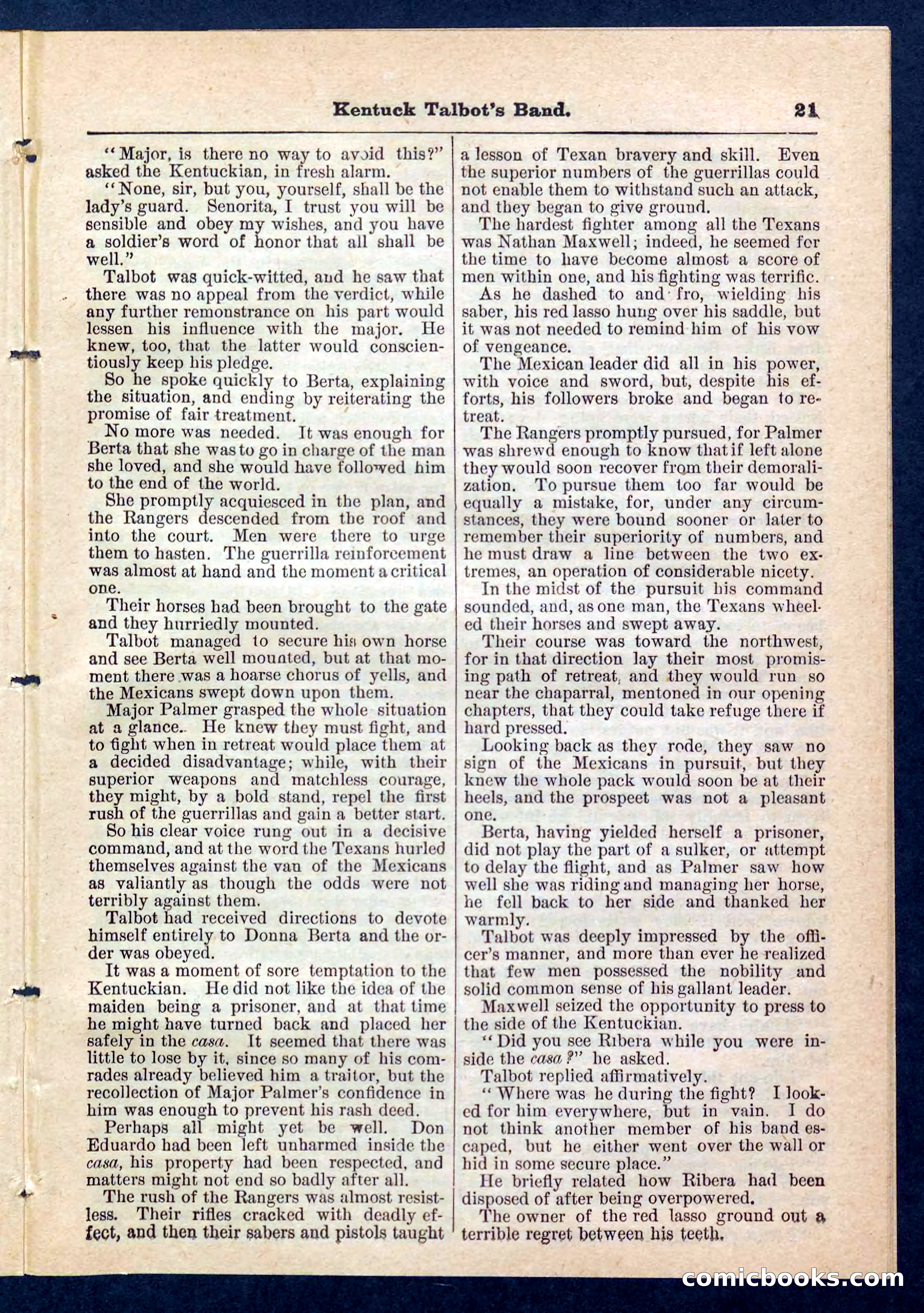 Beadle's Pocket Library, No. 207: 'Kentucky Talbot's Band' — page 21 of 32