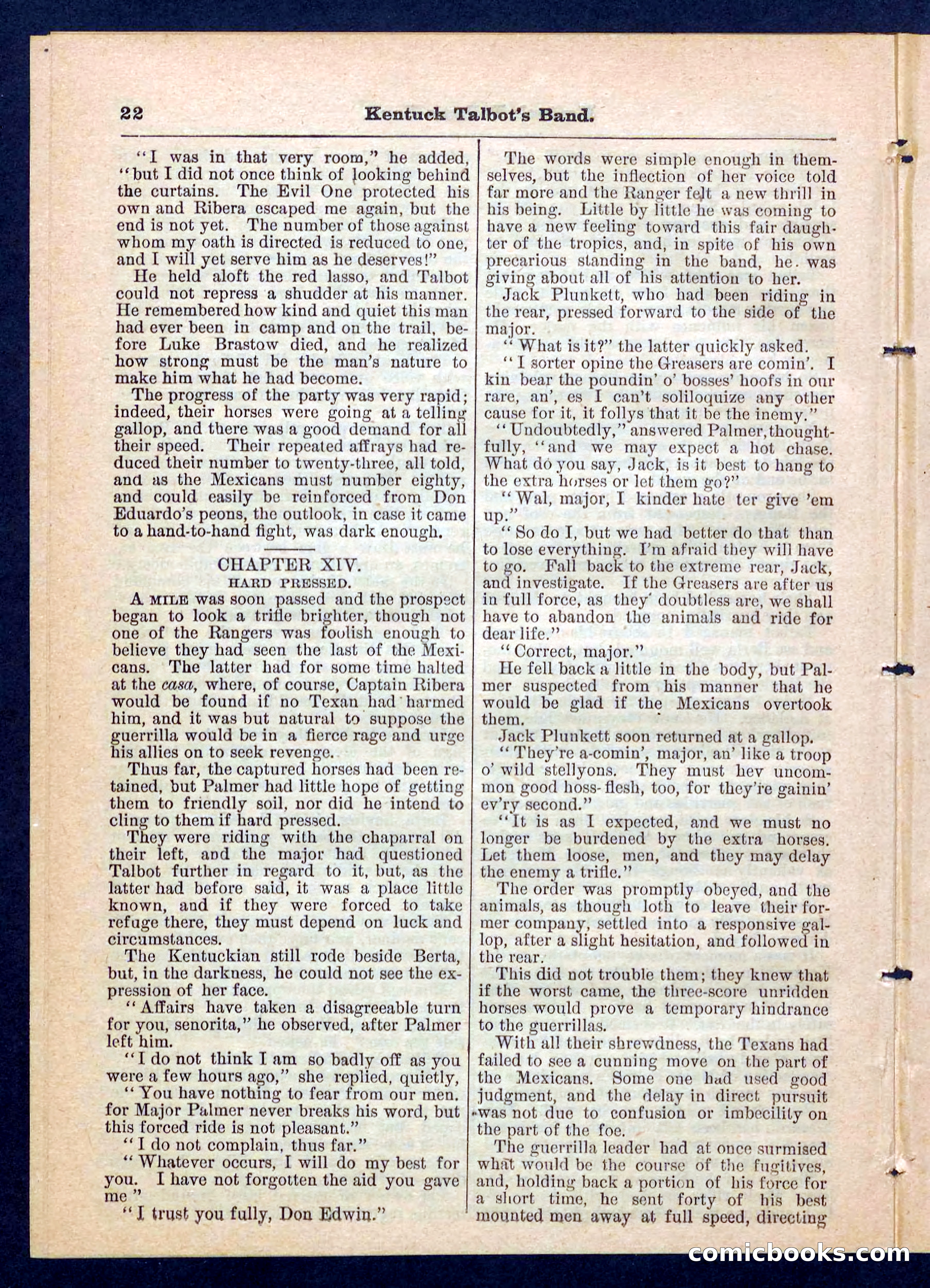 Beadle's Pocket Library, No. 207: 'Kentucky Talbot's Band' — page 22 of 32