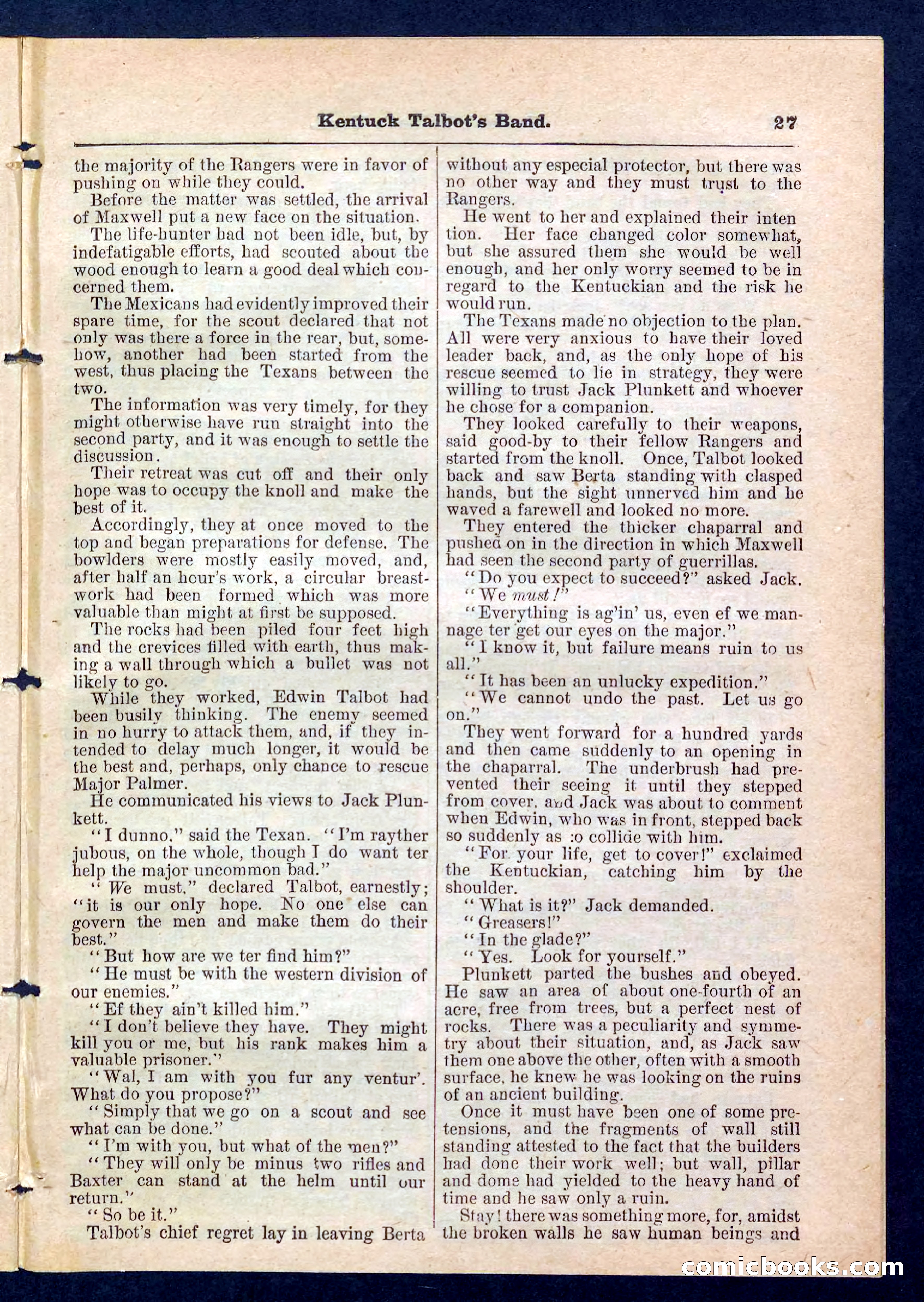 Beadle's Pocket Library, No. 207: 'Kentucky Talbot's Band' — page 27 of 32