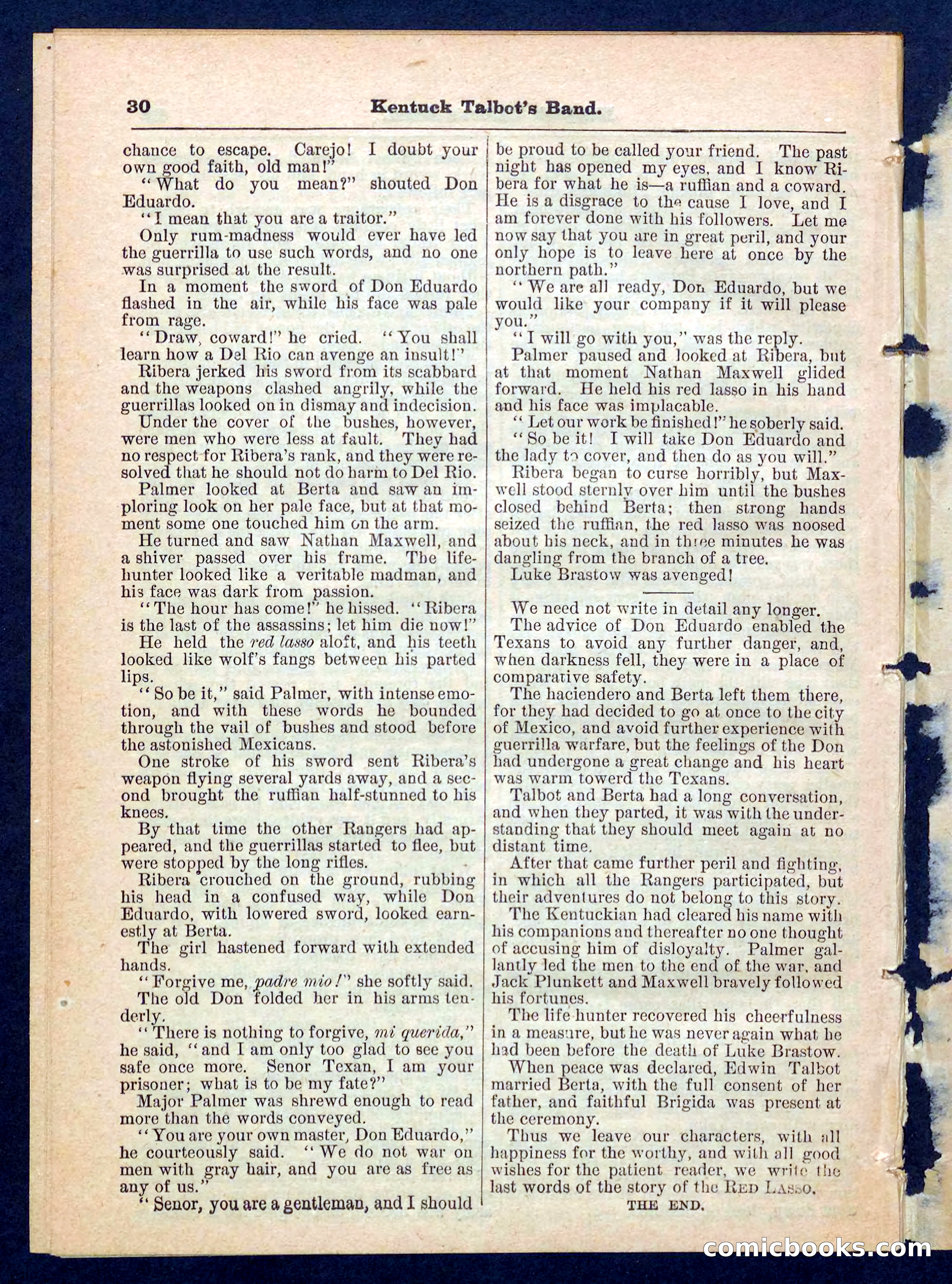 Beadle's Pocket Library, No. 207: 'Kentucky Talbot's Band' — page 30 of 32