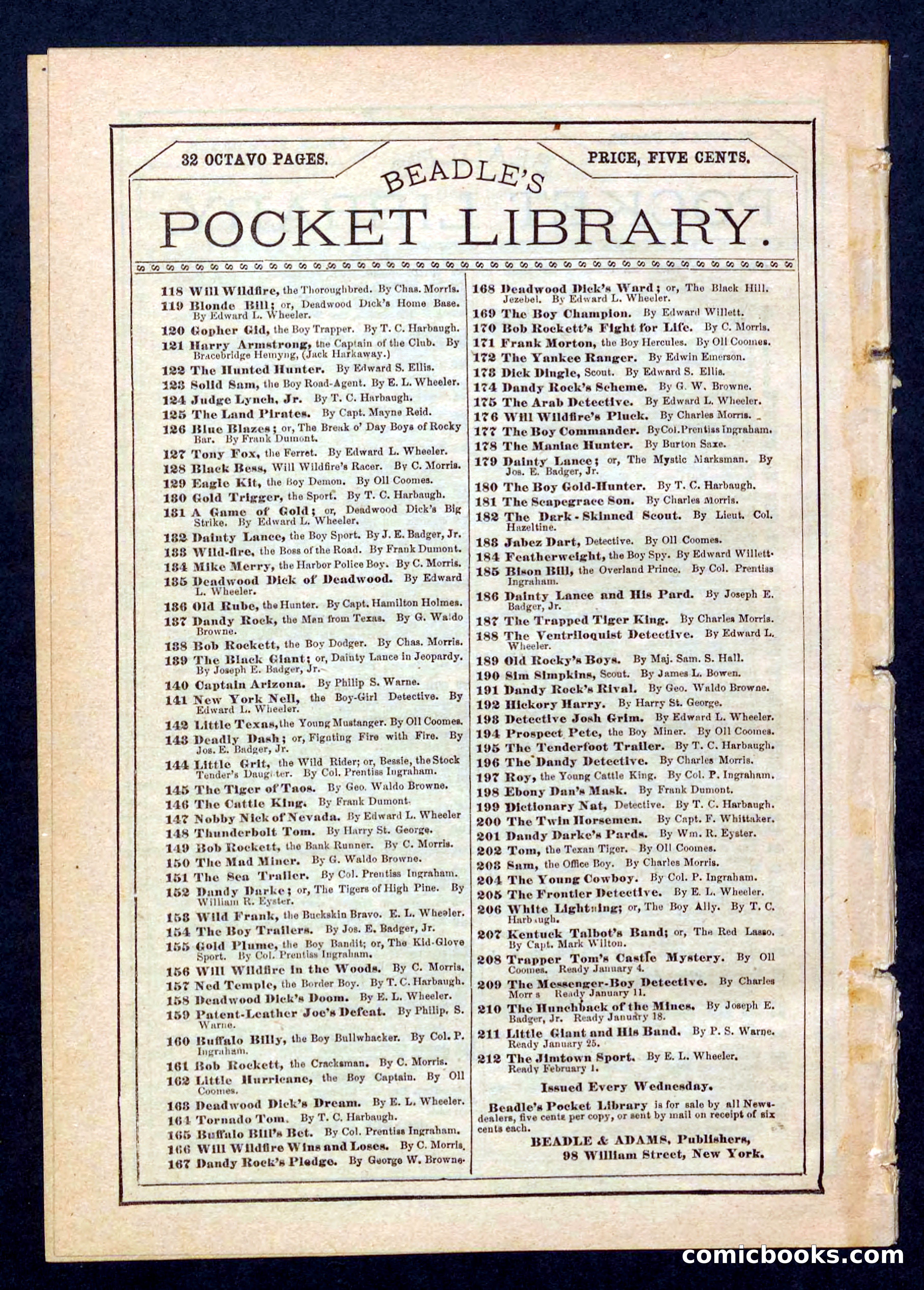 Beadle's Pocket Library, No. 207: 'Kentucky Talbot's Band' — page 32 of 32