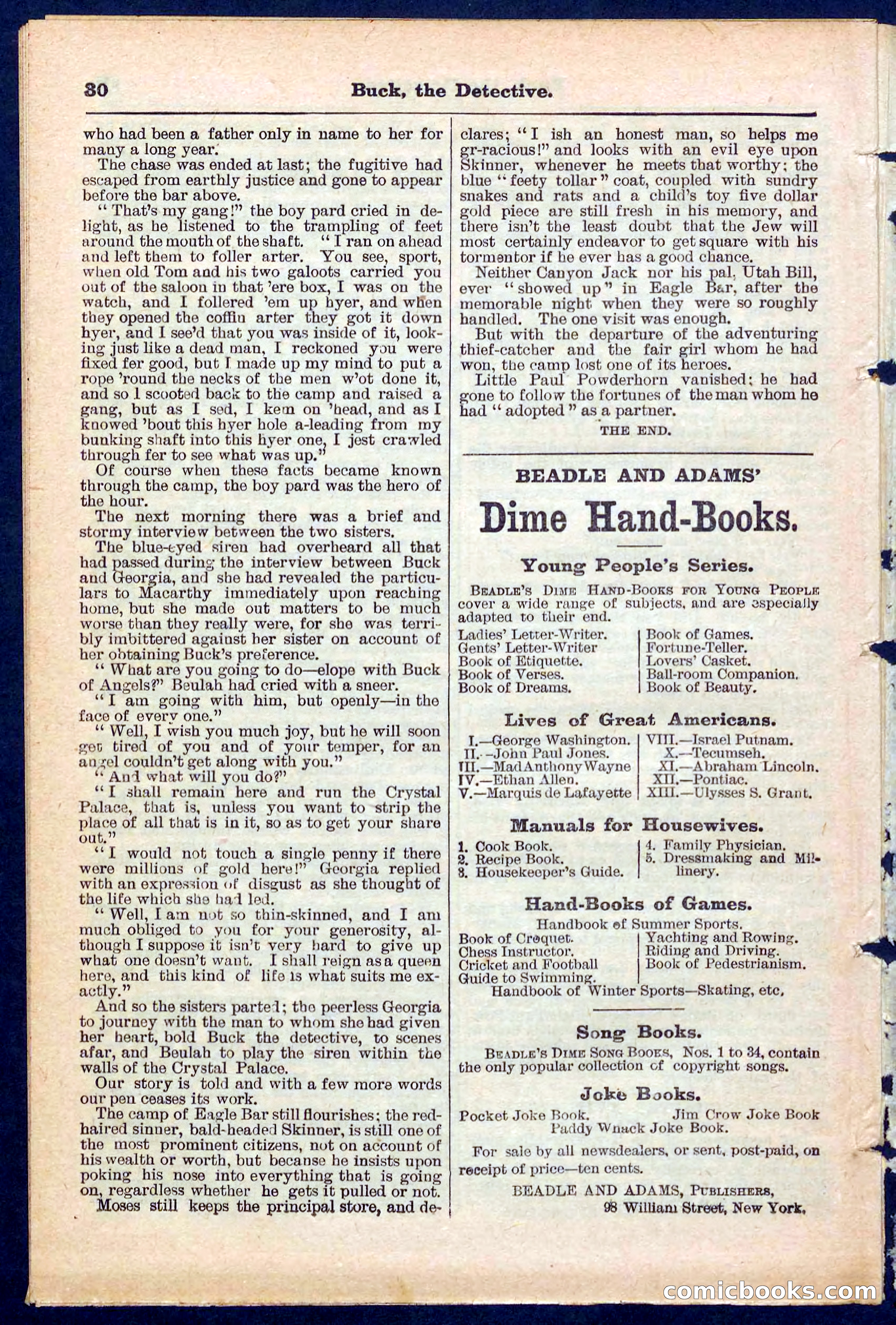 Beadle's Pocket Library No. 219: Buck the Detective — page 30 of 32