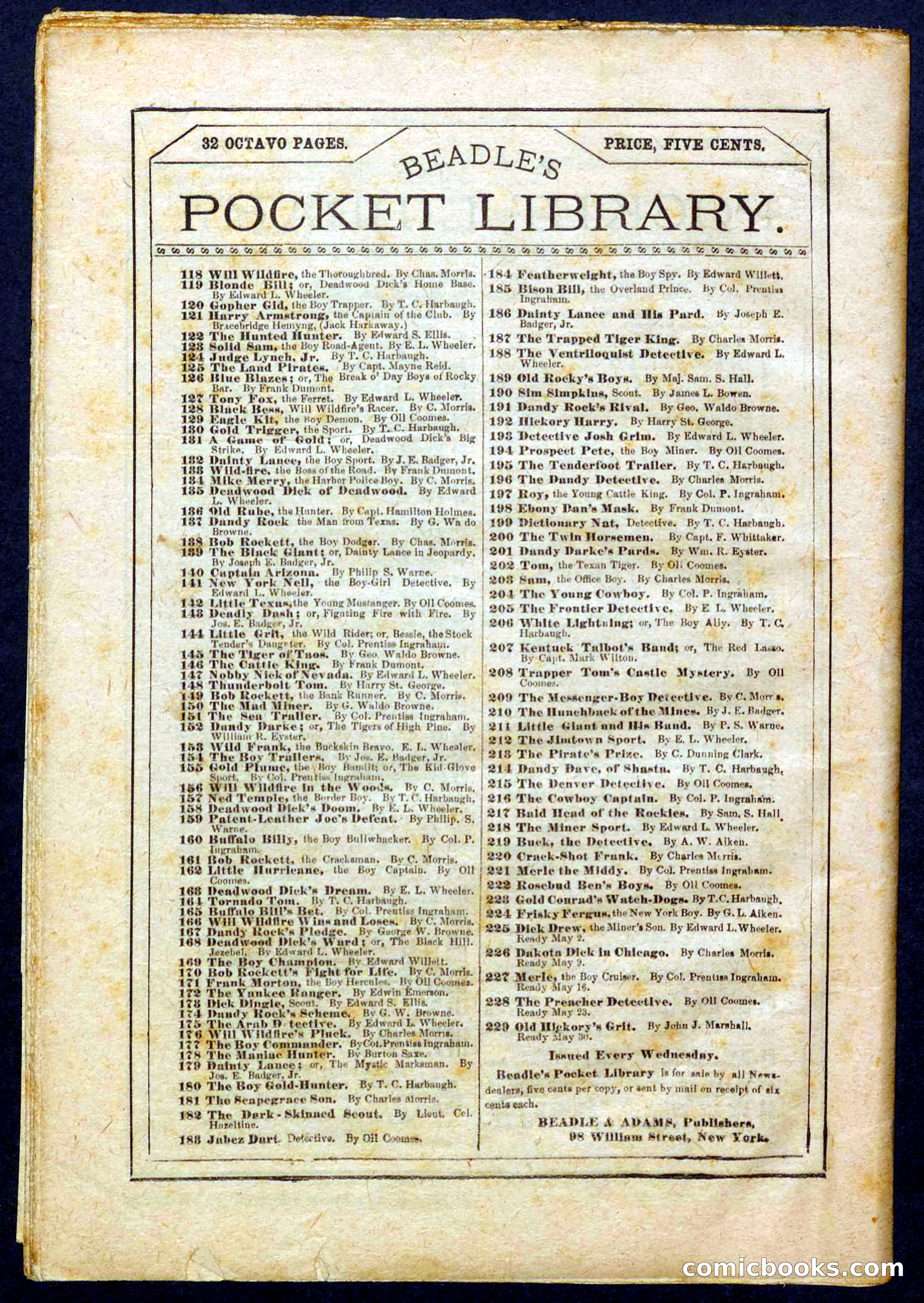 Beadle's Pocket Library No. 227 — page 32 of 32