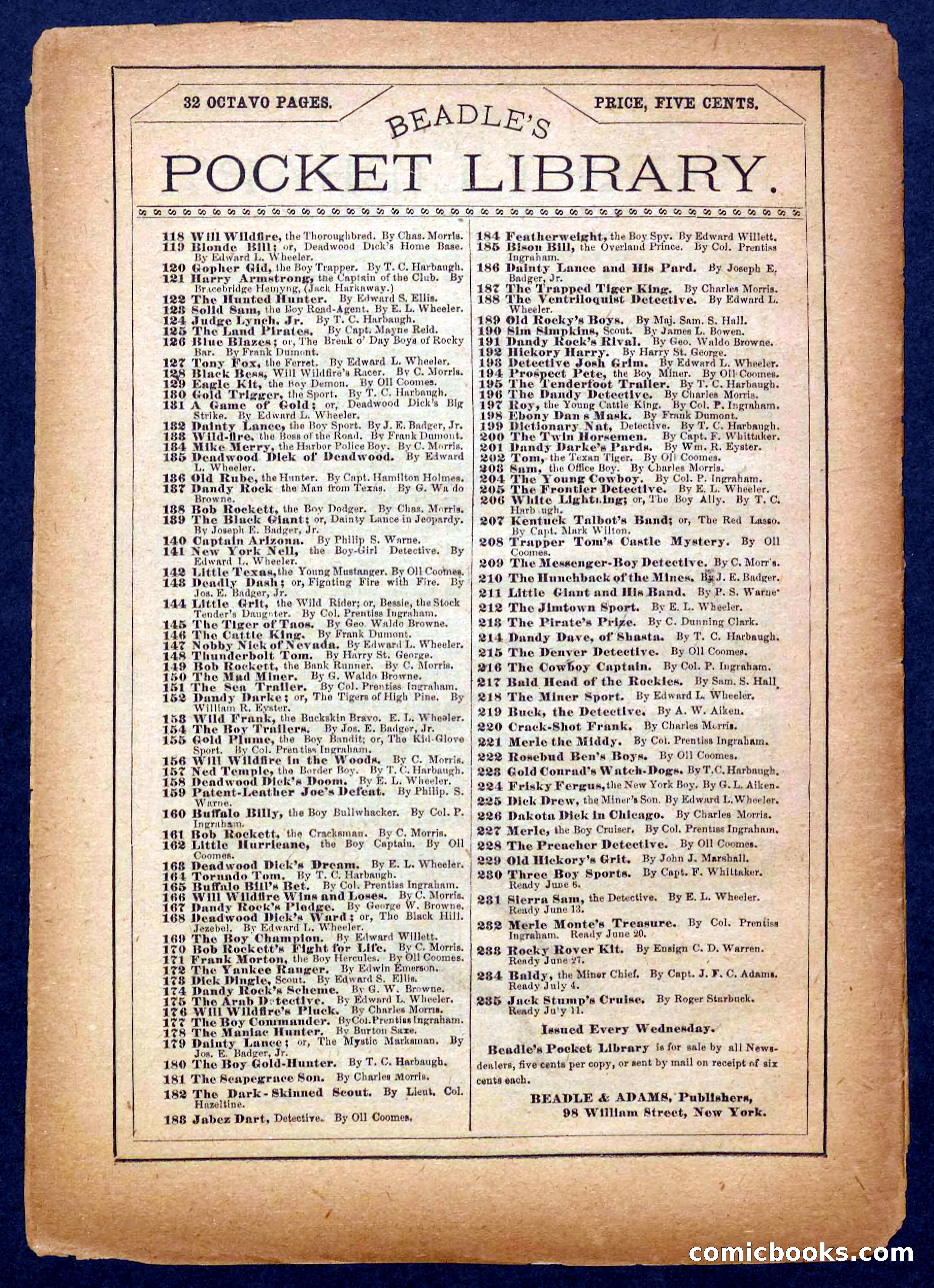 Beadle's Pocket Library No. 229 — page 32 of 32