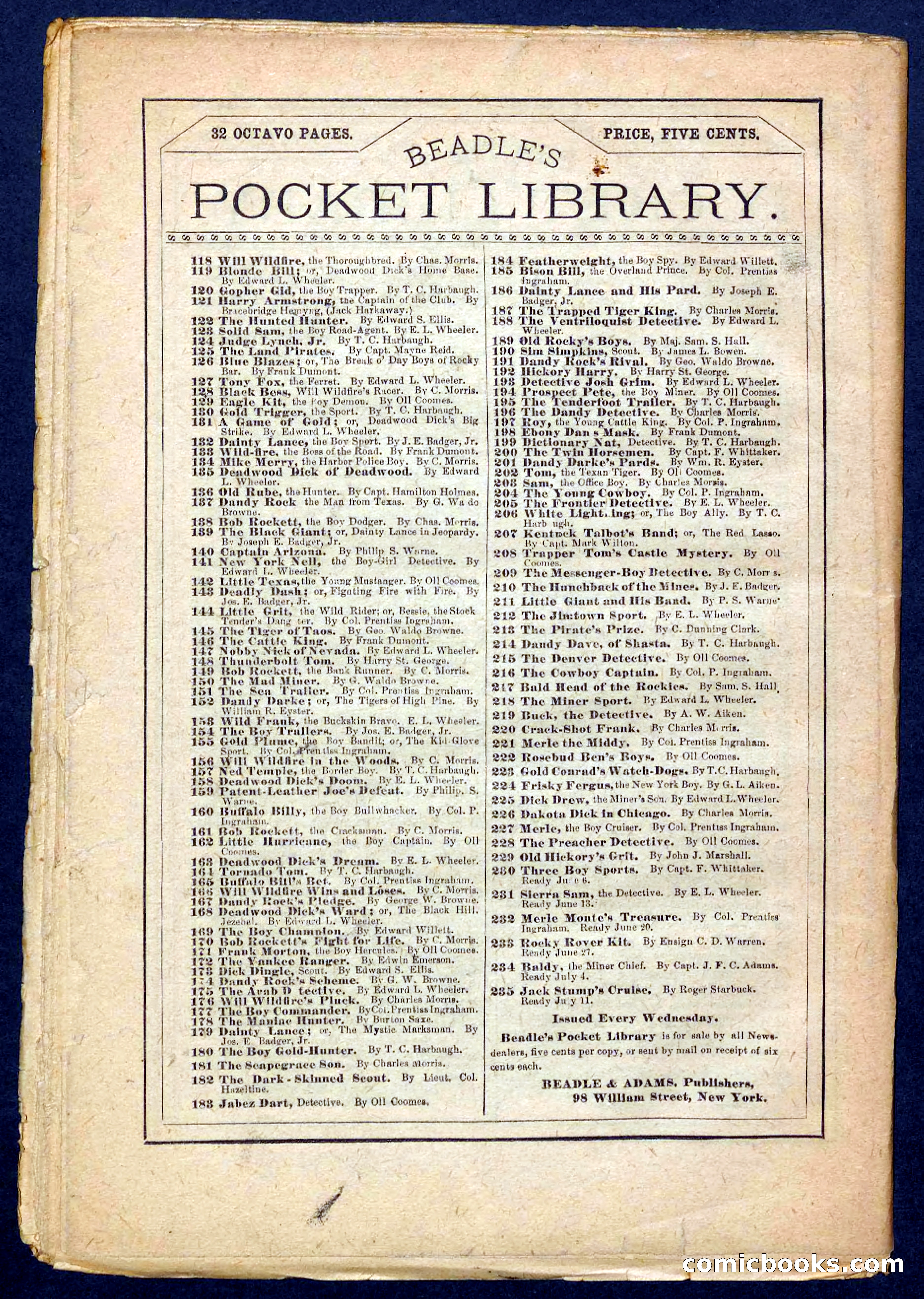 Beadle's Pocket Library No. 230 — page 32 of 32