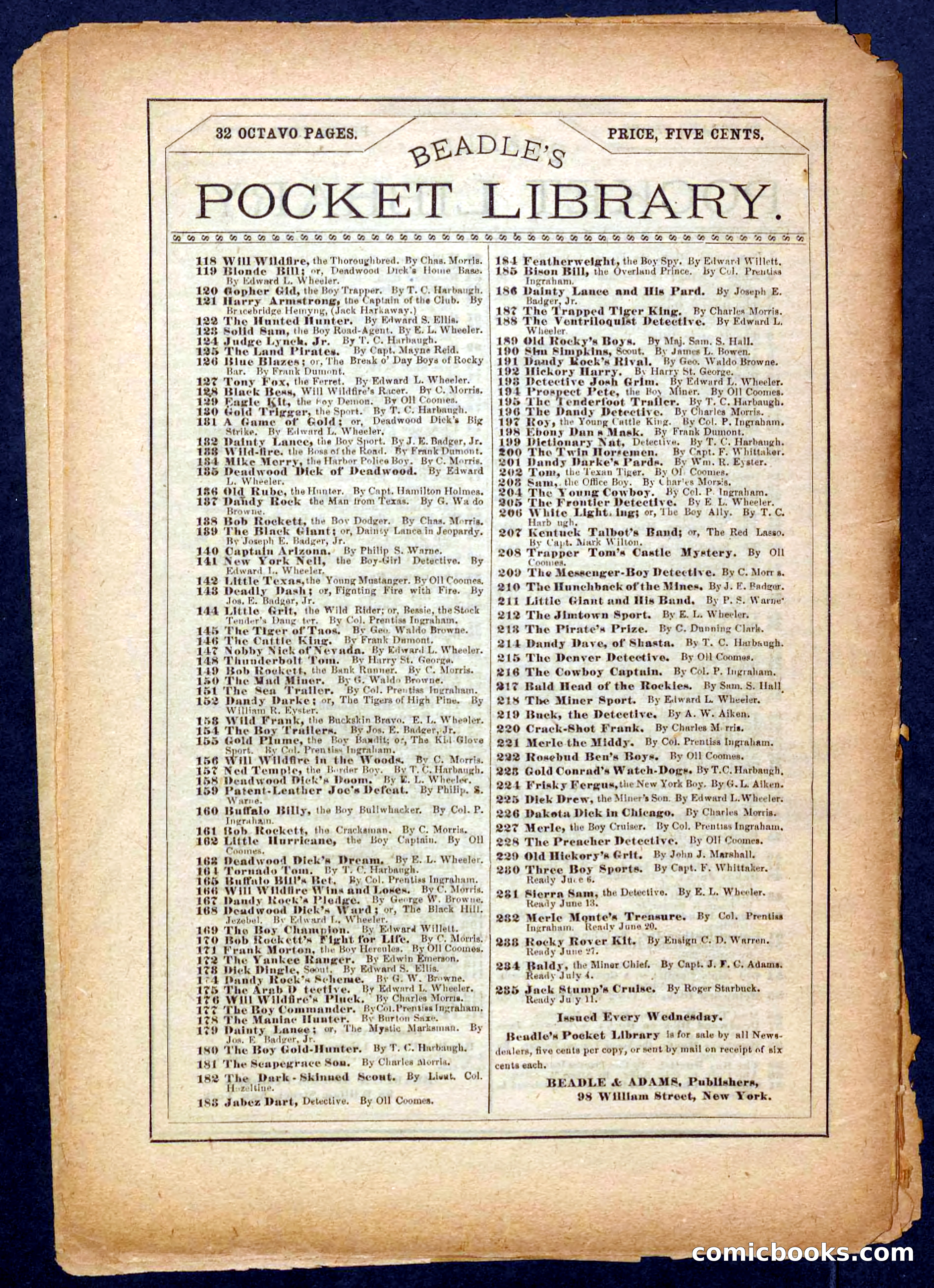 Beadle's Pocket Library No. 231 — page 32 of 32